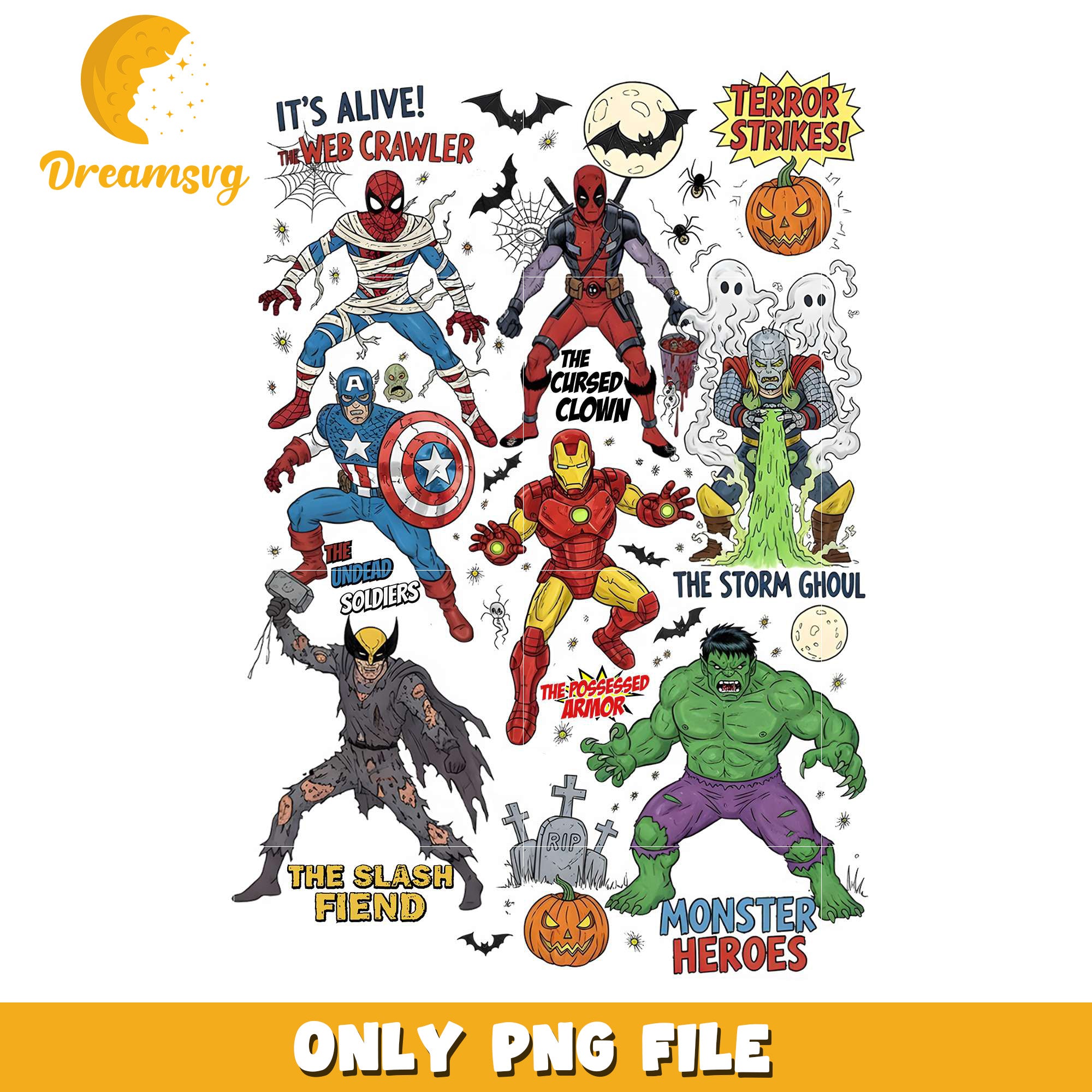 Halloween heroes png, costumes in halloween​​​​ png, spooky season png