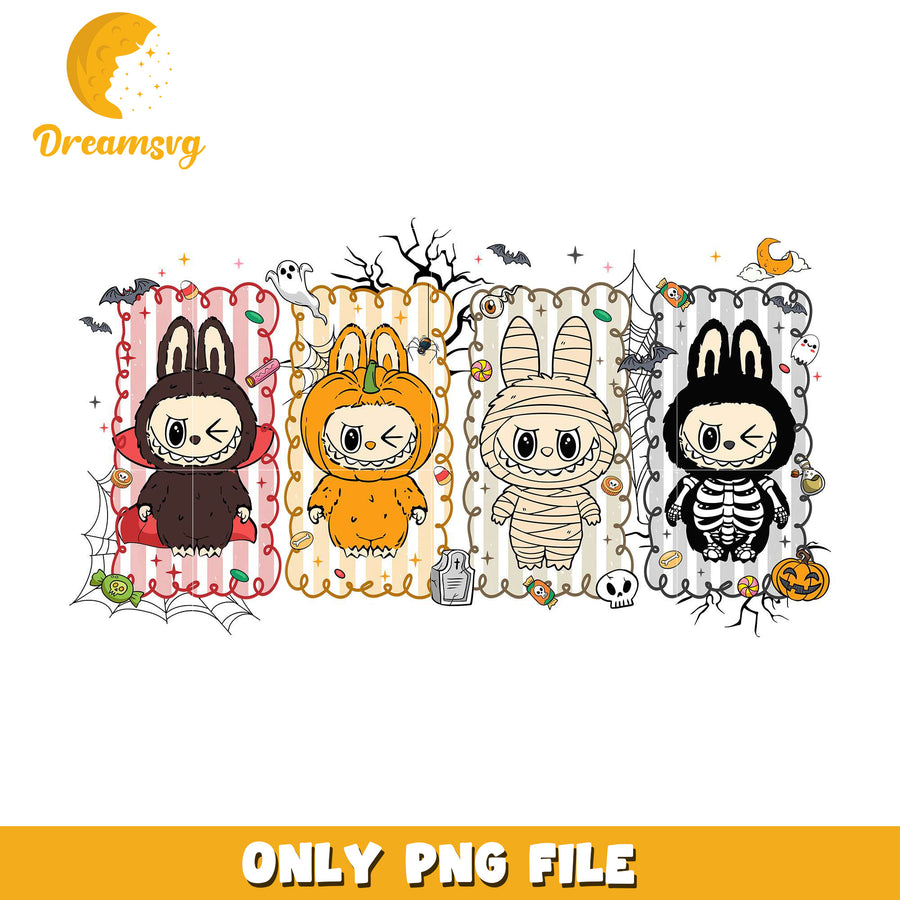 Halloween labubu costumes png, halloween store​ png, halloween movies​ png