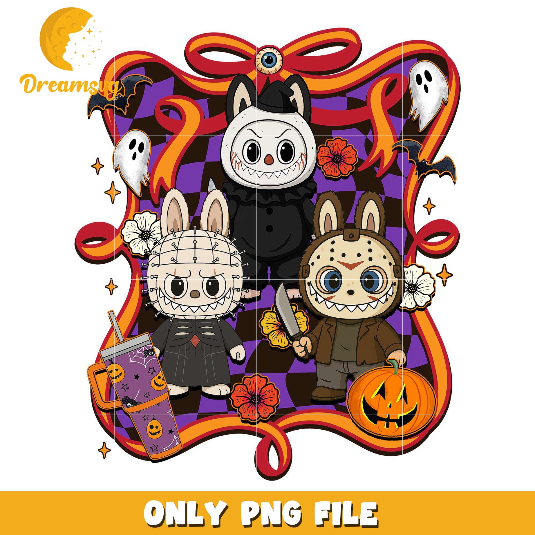 Halloween labubu monsters png, halloween costumes​ png, trick or treat png