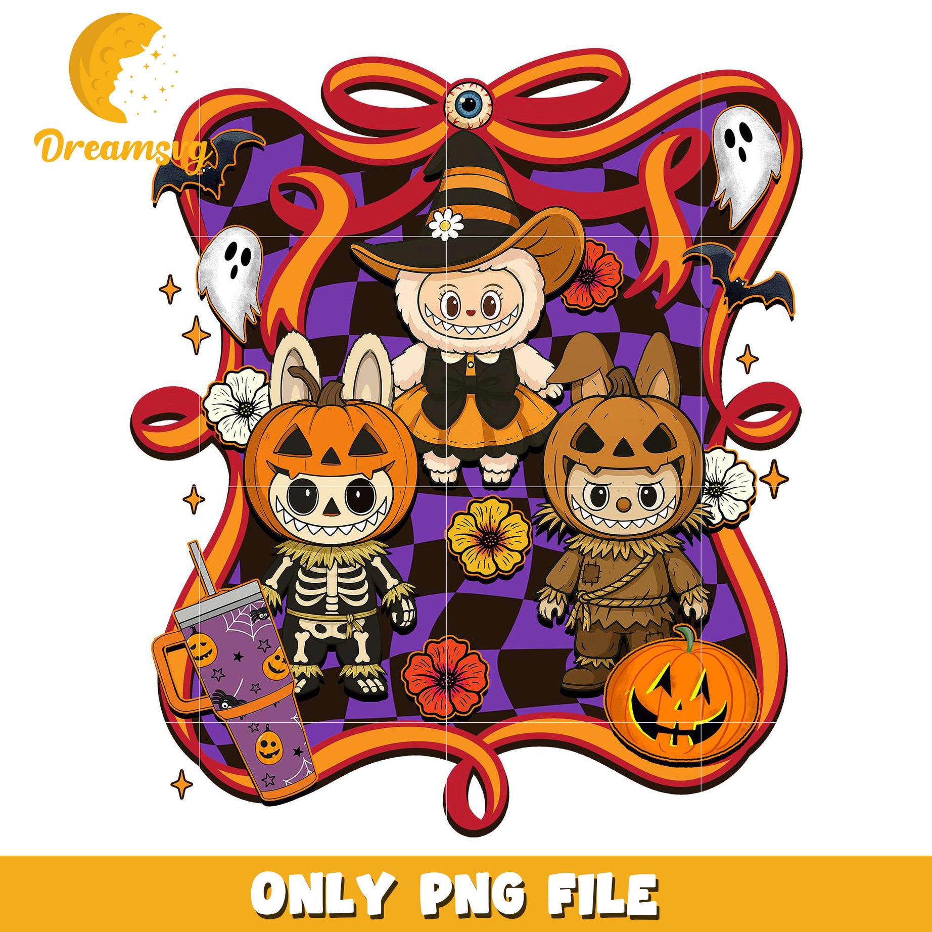 Halloween labubu png, halloween pumpkin png, spooky halloween​​ png
