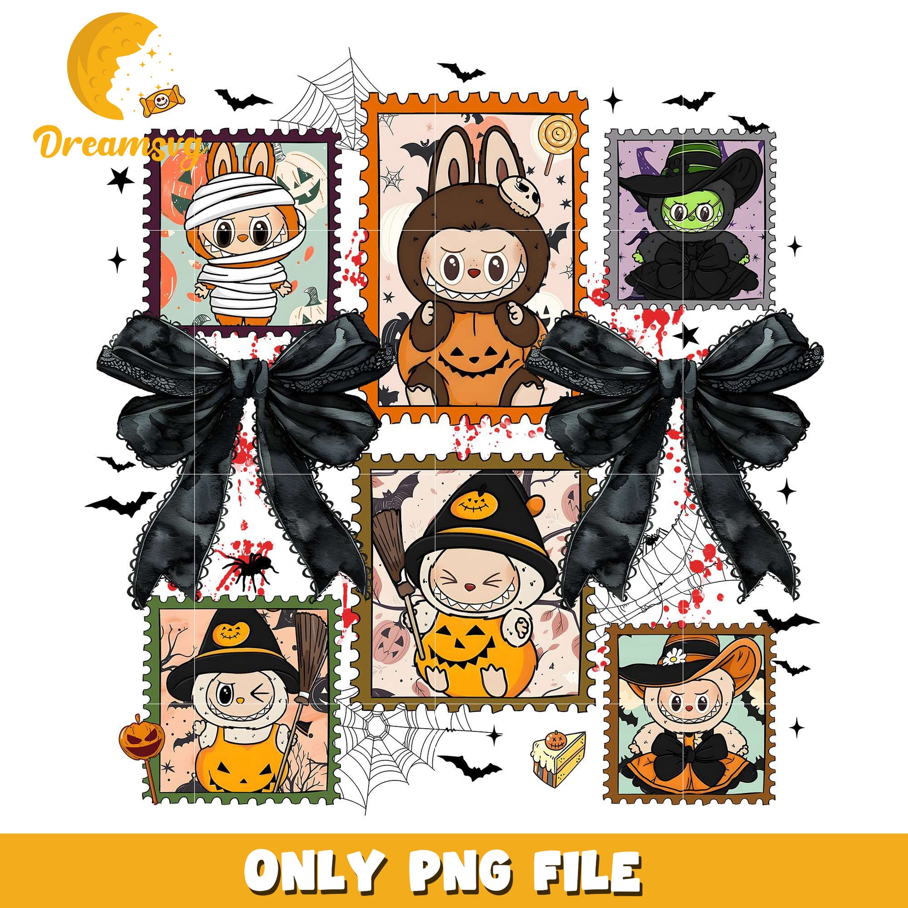 Halloween labubu stamp png, halloween kills​ halloween ends​ png