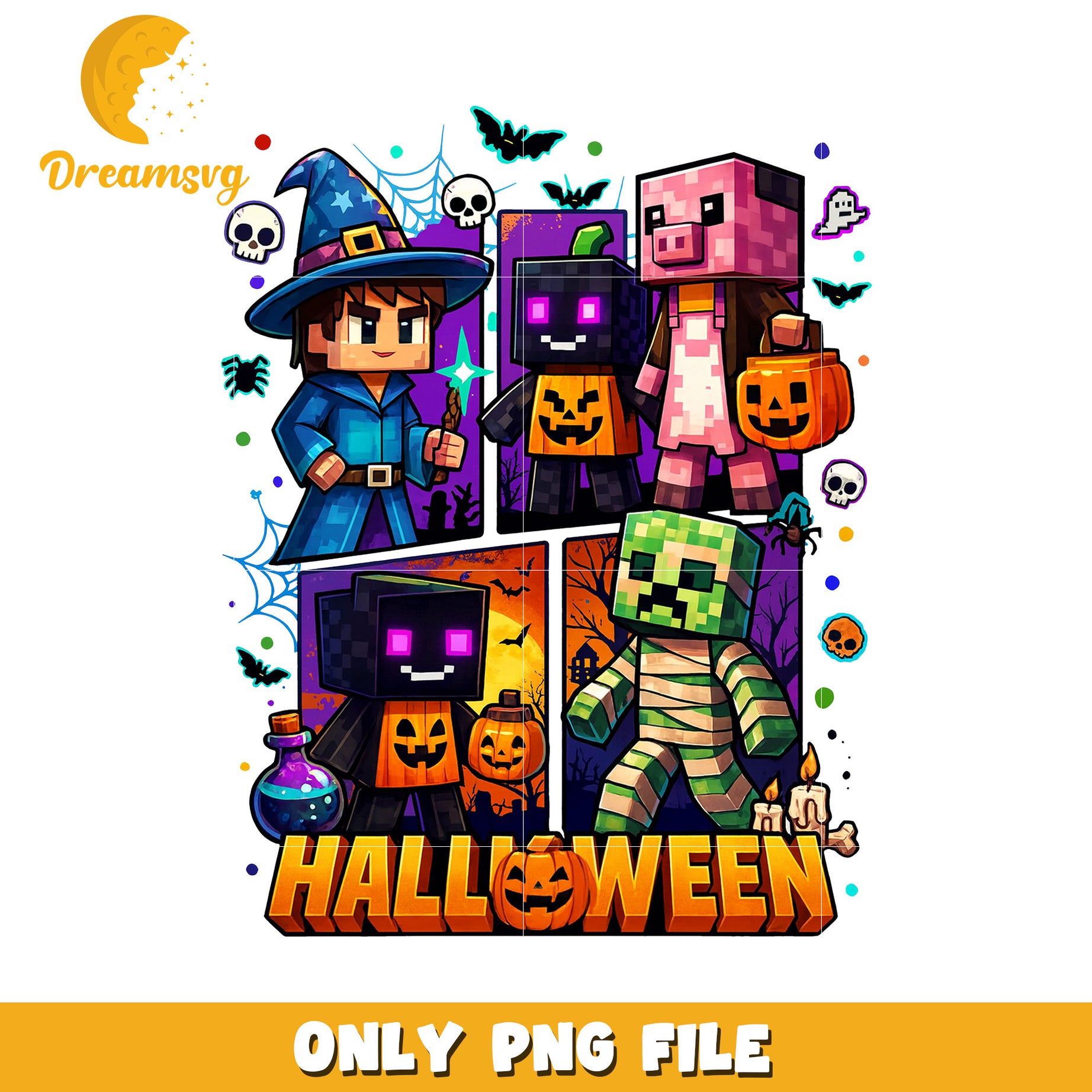 Halloween minecraft characters png, halloween png, halloween cartoon png