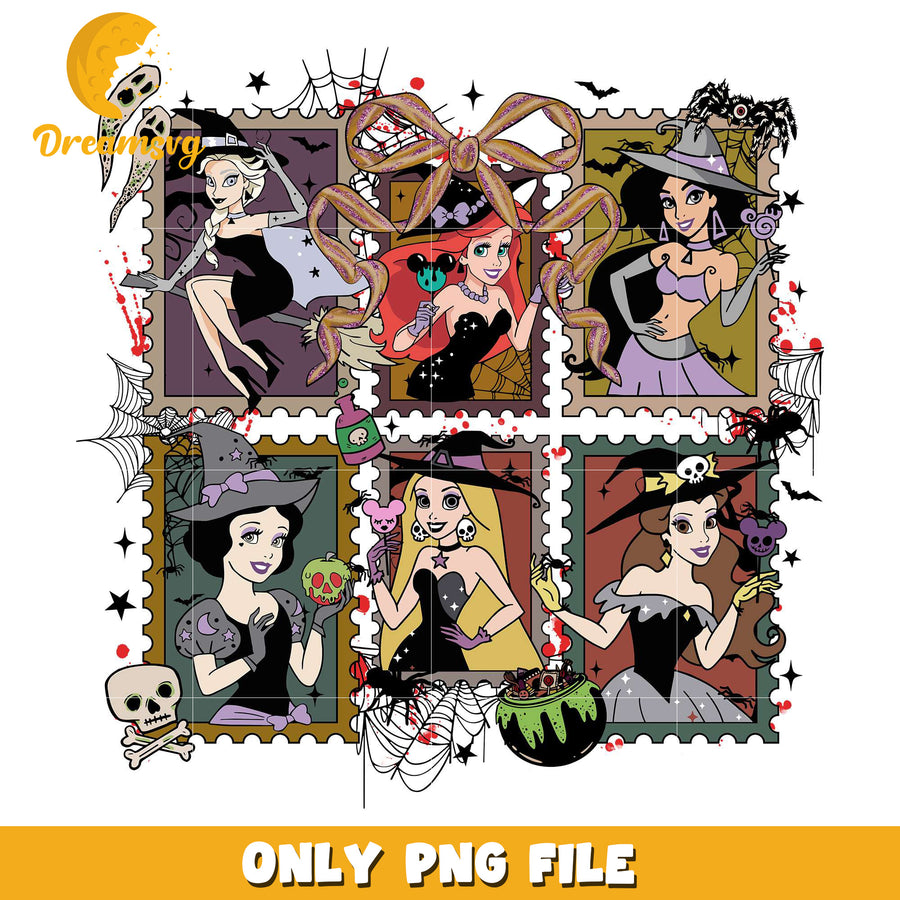 Halloween princesses picture frame png, halloween ​​candy png, disney princess png