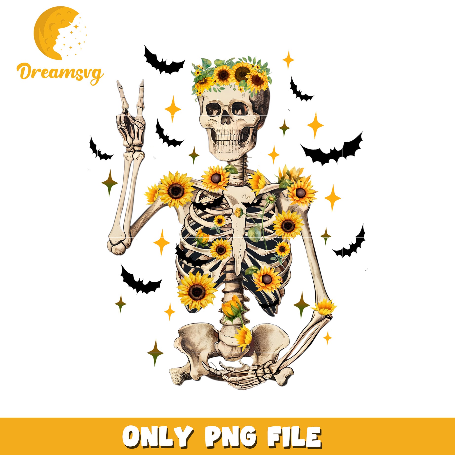 Halloween skeleton png, halloween decor png, halloween season​ png