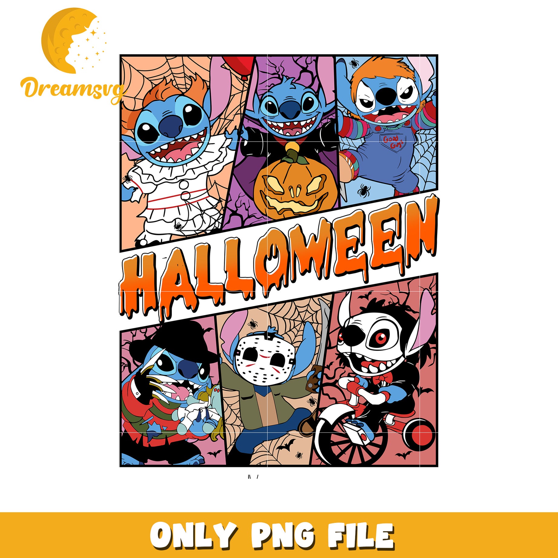 Halloween stitch png, halloween toys png, halloween characters png
