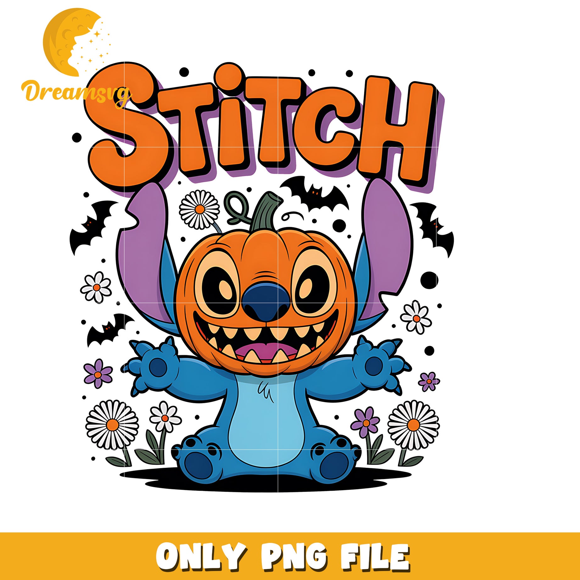 Halloween stitch png, spooky halloween png, trick or treat png