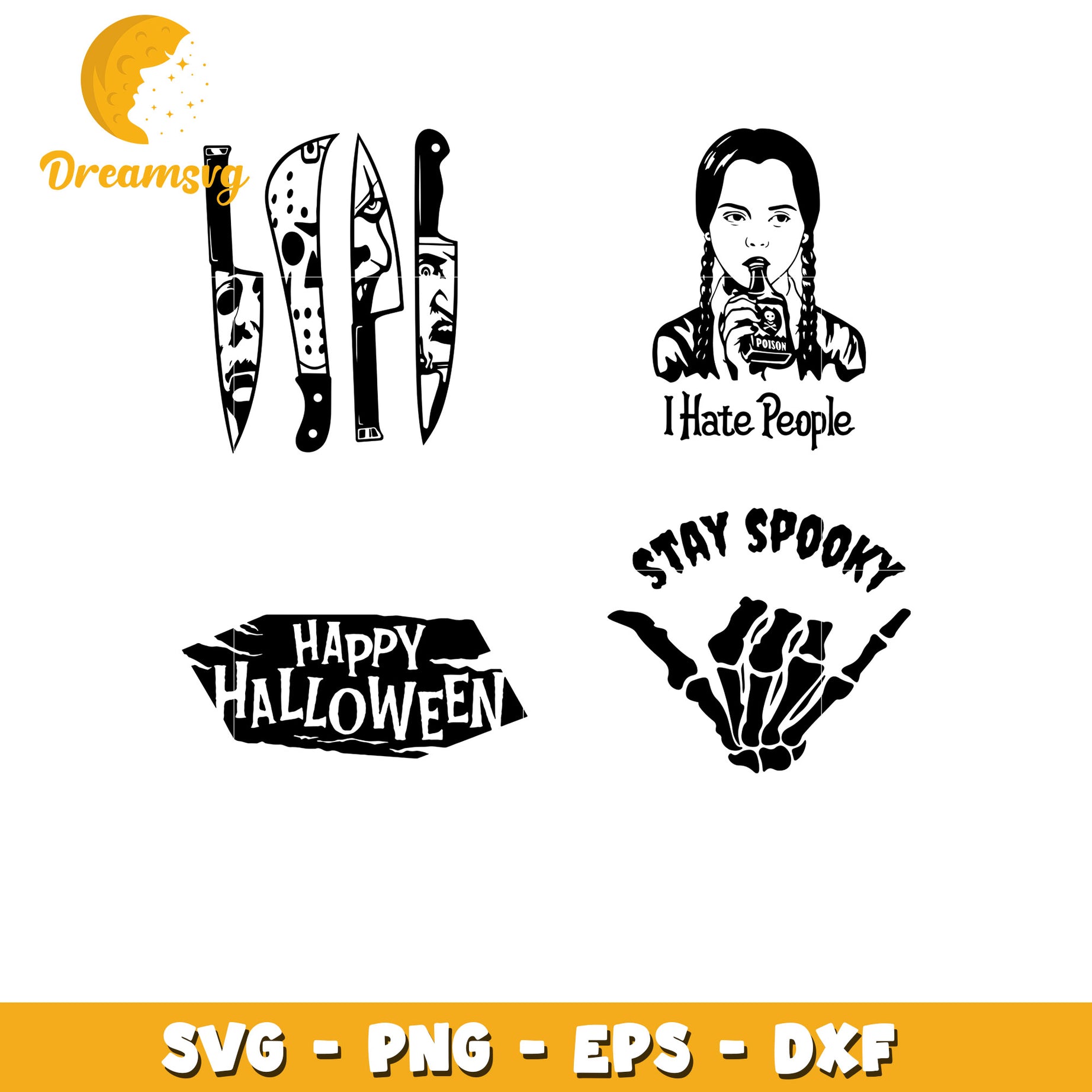 Wednesday Addams bundle svg, happy halloween svg, horror movie svg