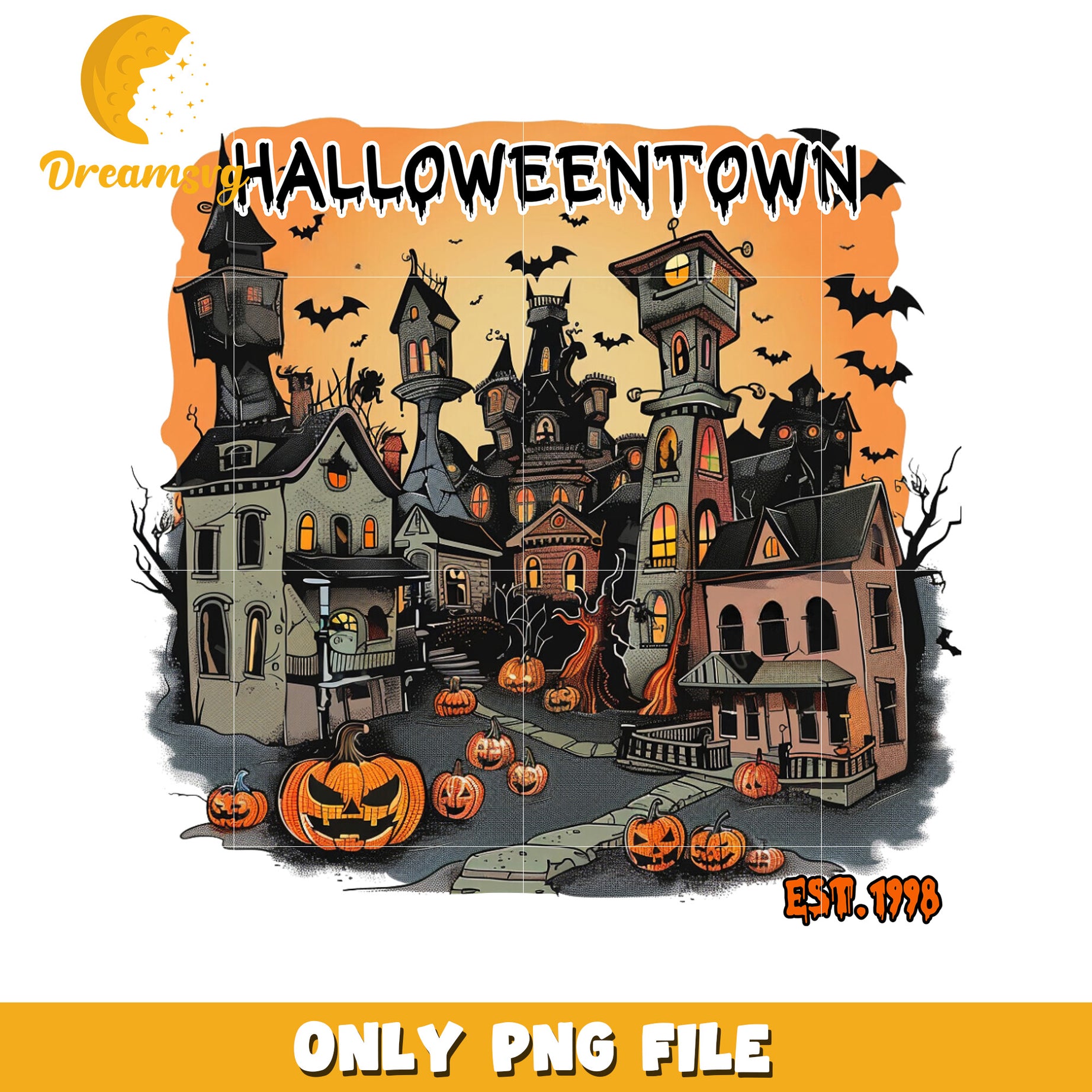 Halloween town  est 1998 design png, halloween songs png, halloween drawing png