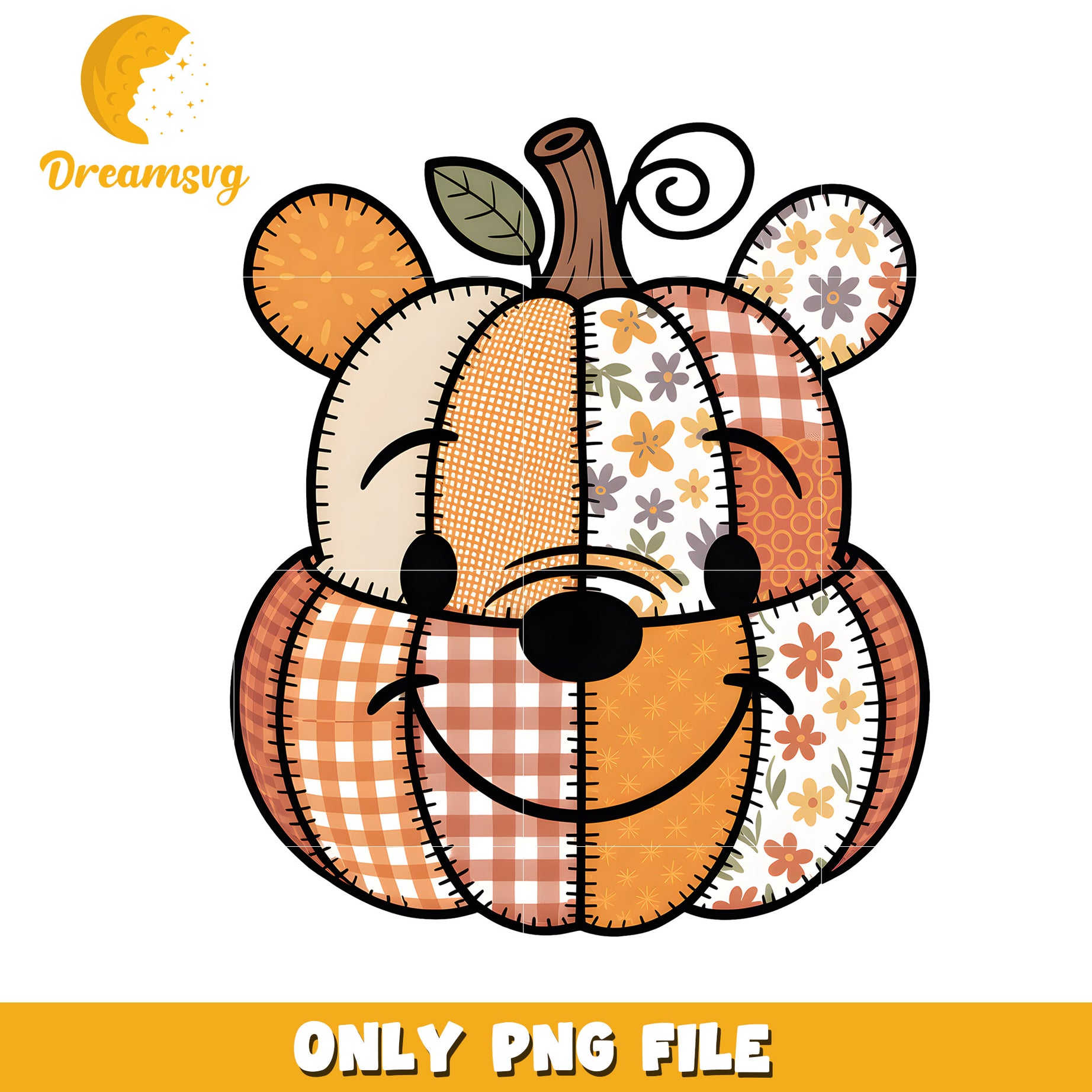 Halloween winnie pumpkin design png, halloween png, halloween season png