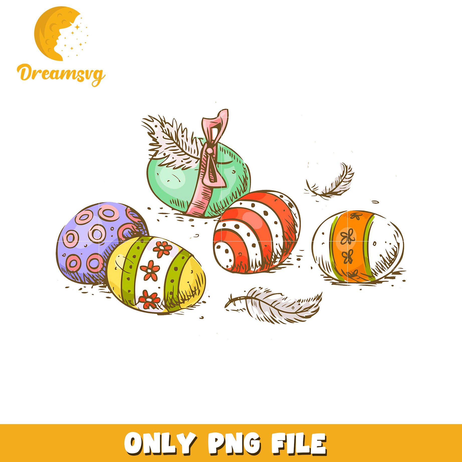 Hand Drawn Easter Eggs PNG Download