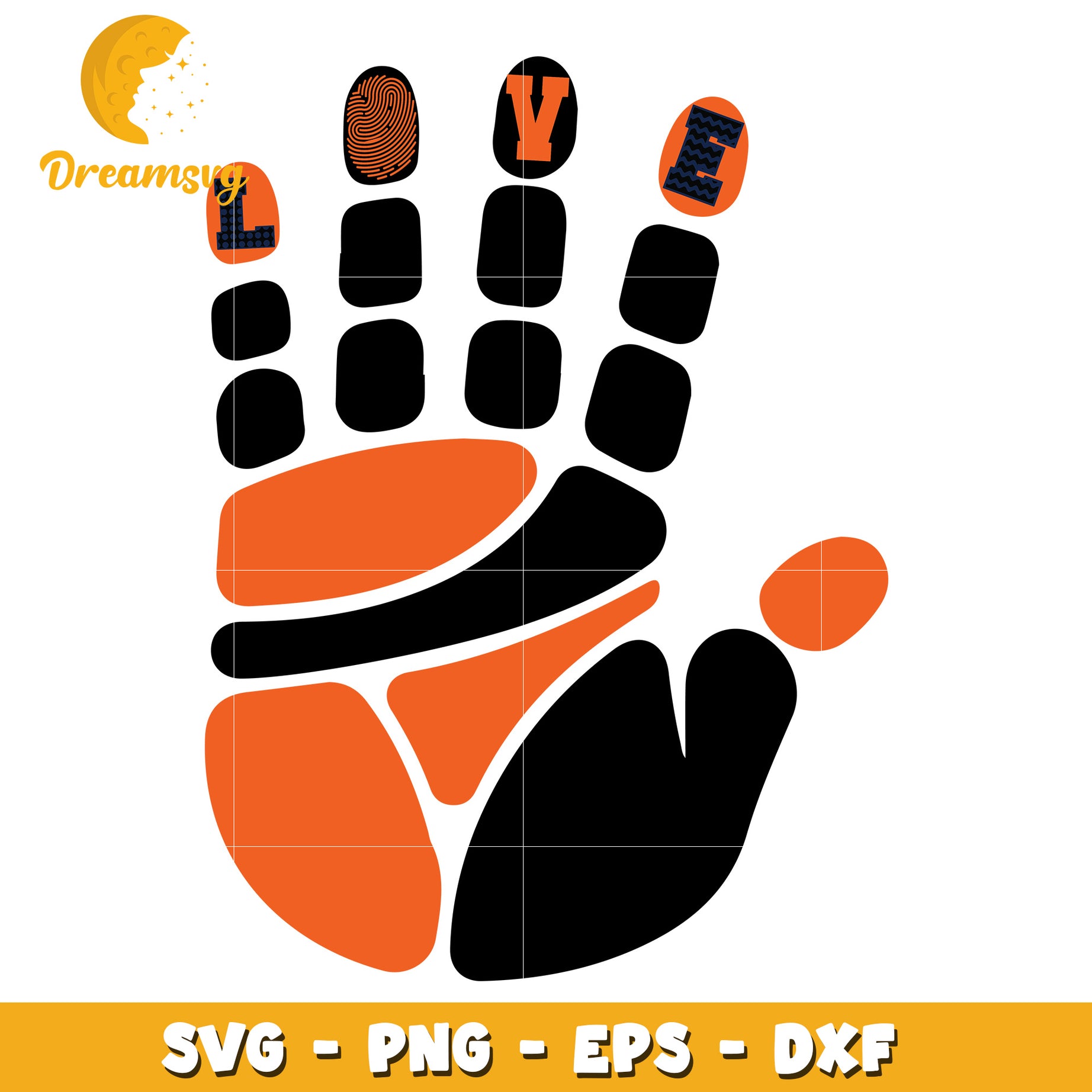 Handprint Love SVG PNG EPS DXF