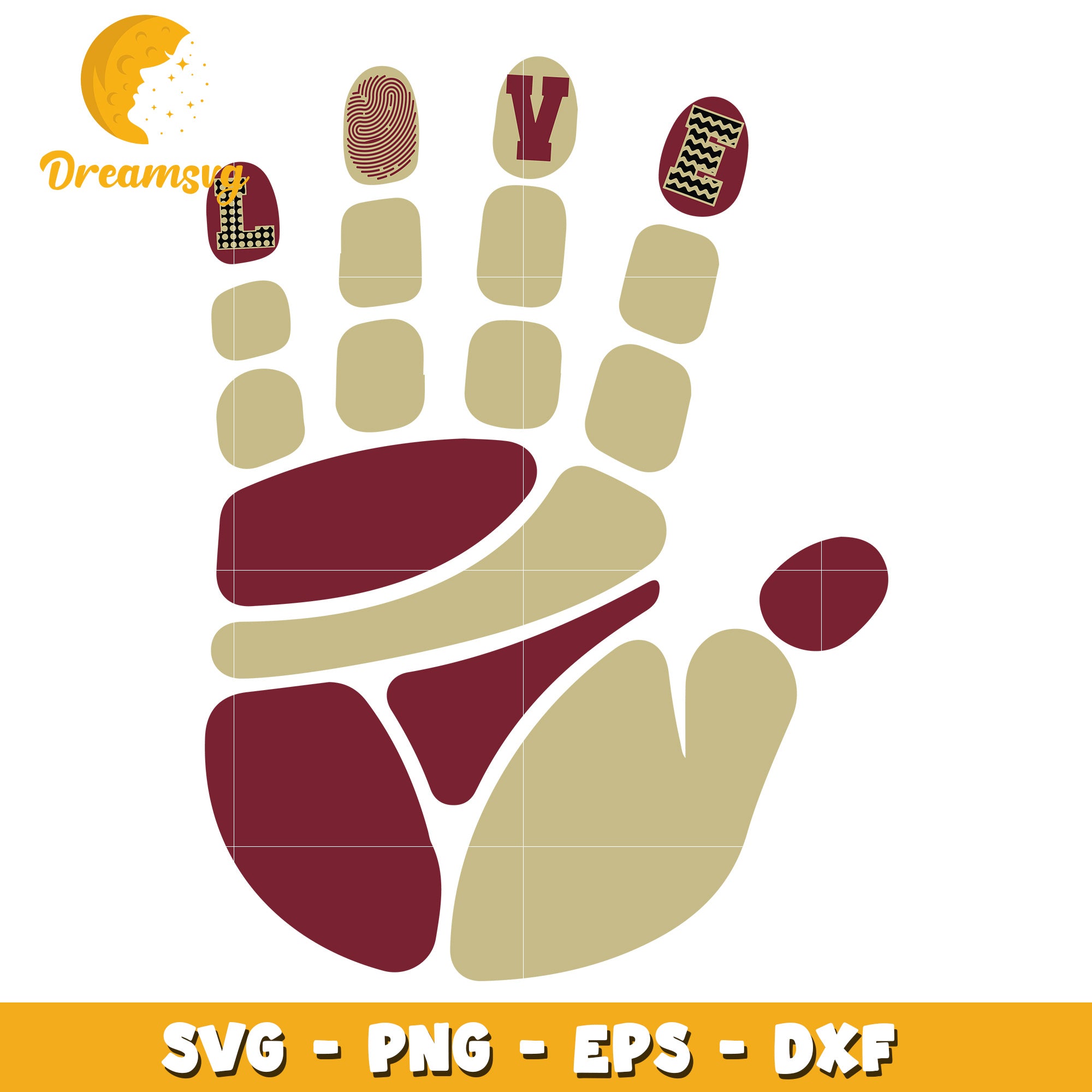 Handprint Love SVG PNG EPS DXF Cut File