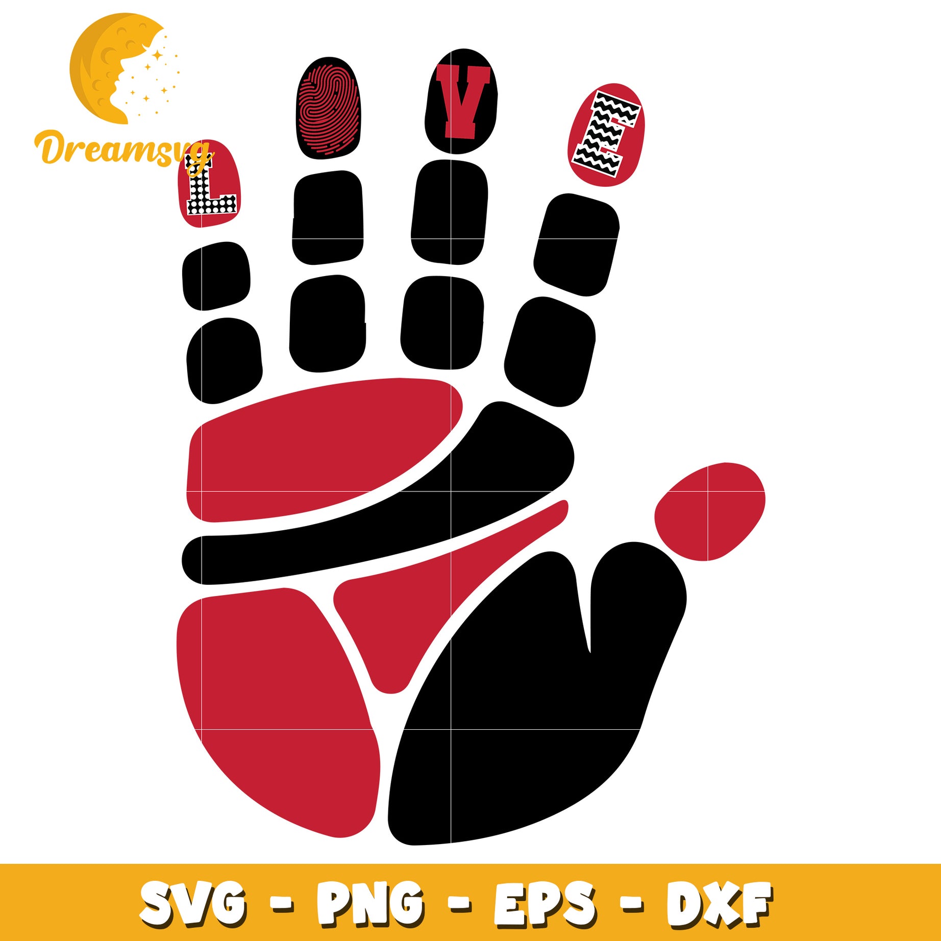 Handprint Love SVG PNG EPS DXF Files