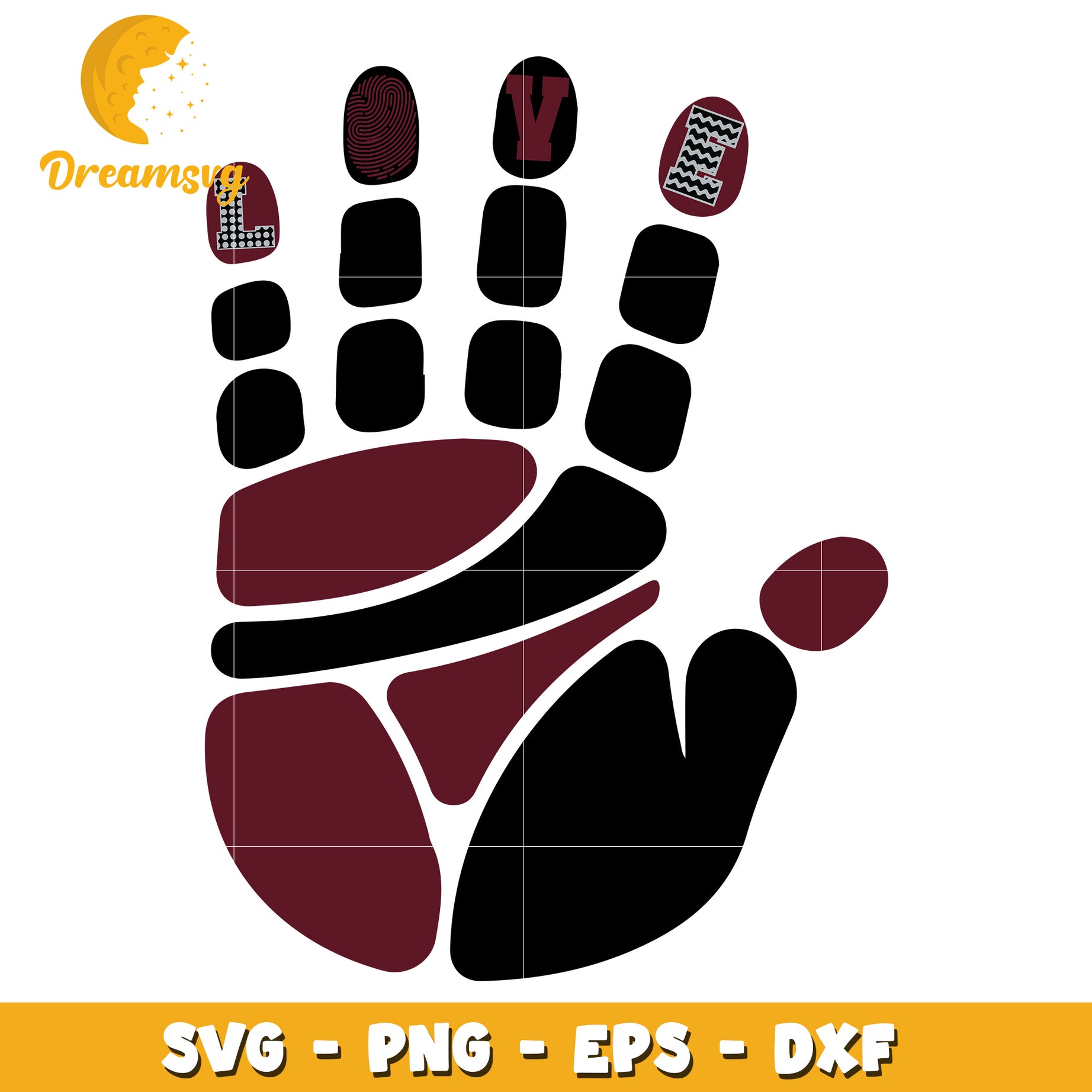 Handprint SVG PNG EPS DXF Cut File