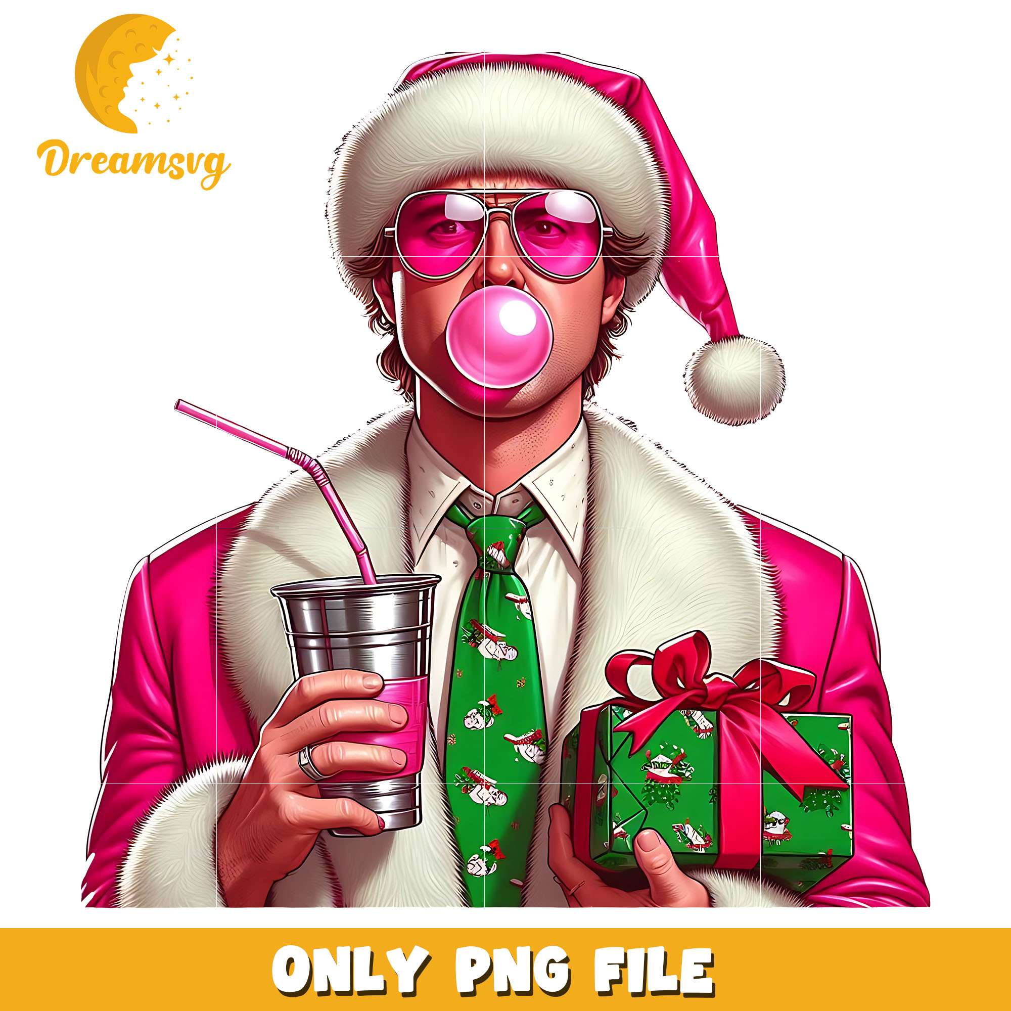 Handsome pink santa claus png, santa claus png, christmas png