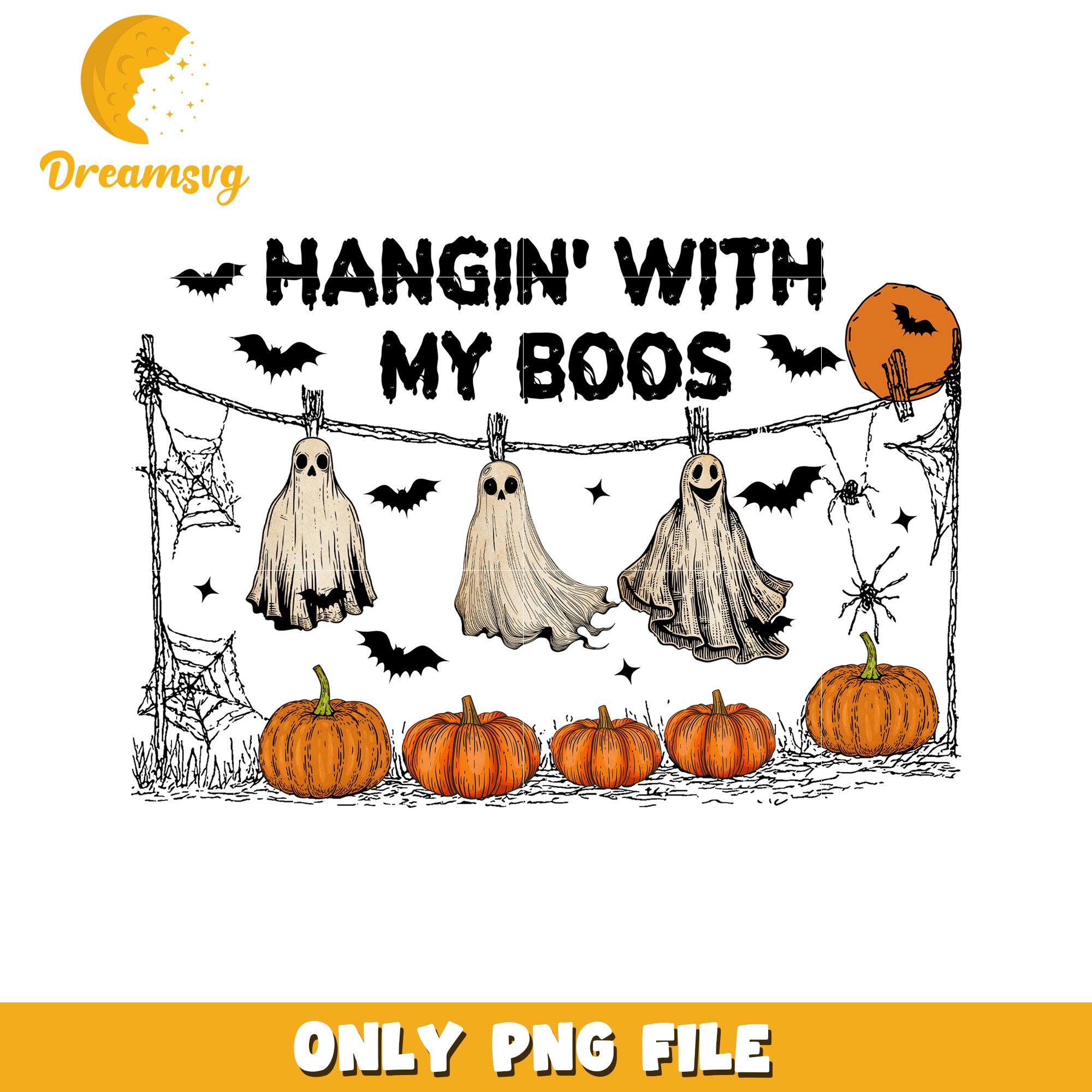 Hangin with my boos png, halloween decor png, halloween season​ png