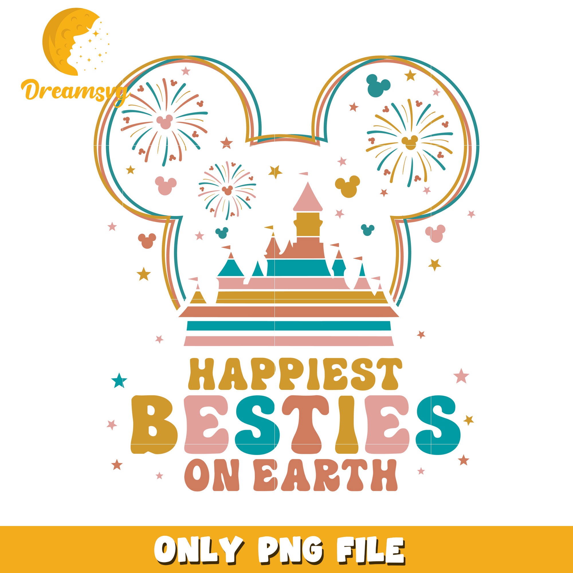 Happiest Besties on Earth Decorative PNG Design File