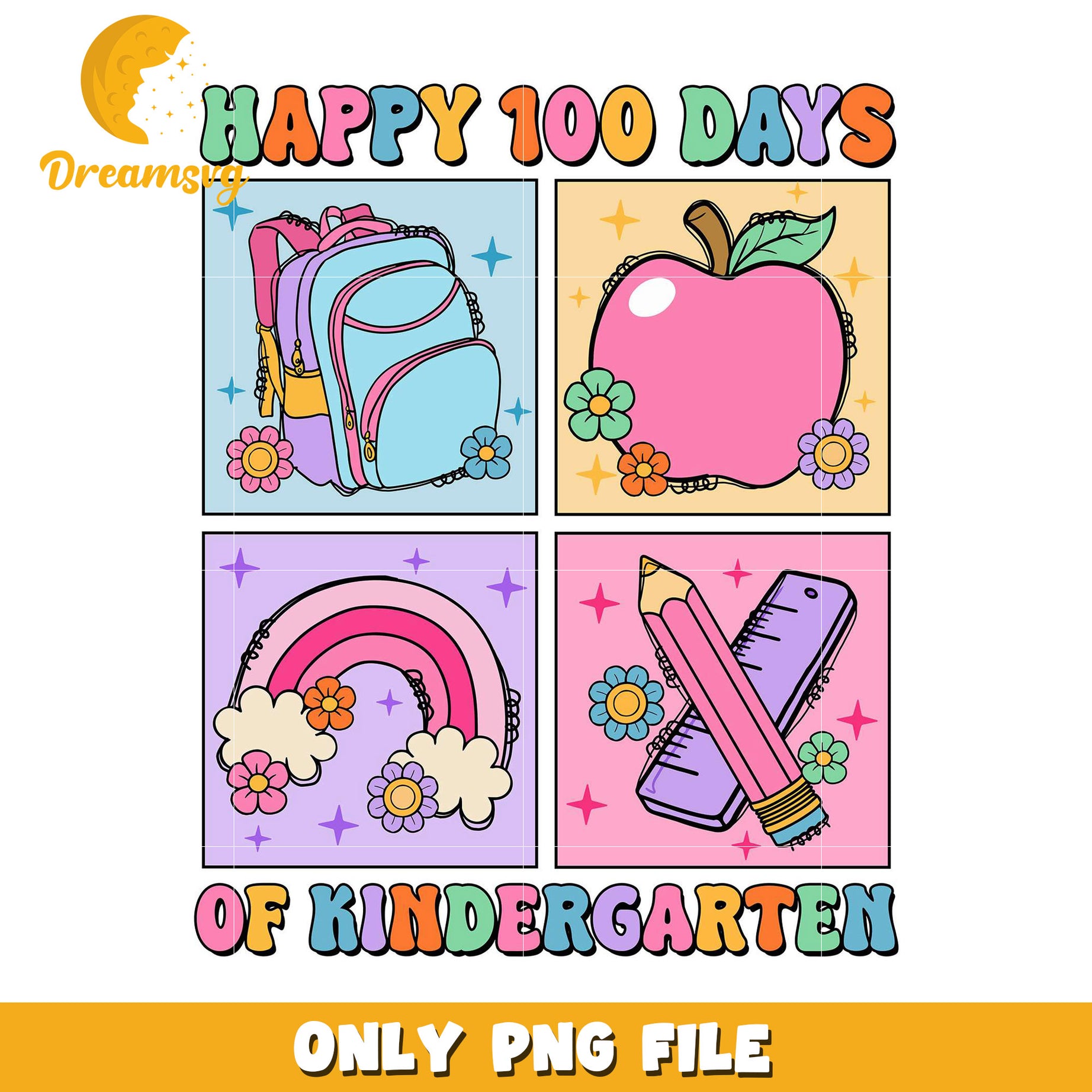 Happy 100 Days Kindergarten PNG