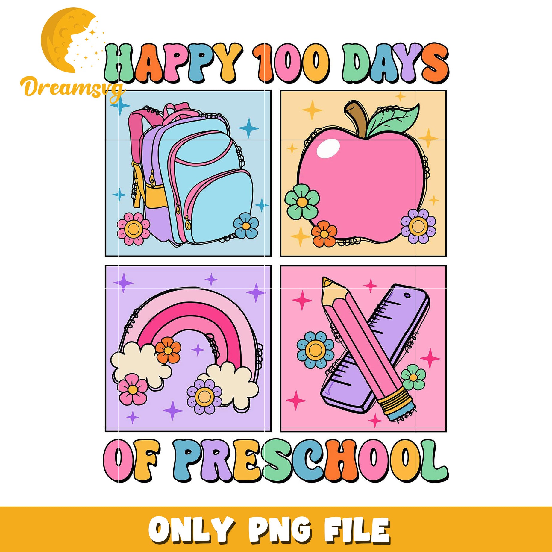 Happy 100 Days Preschool PNG