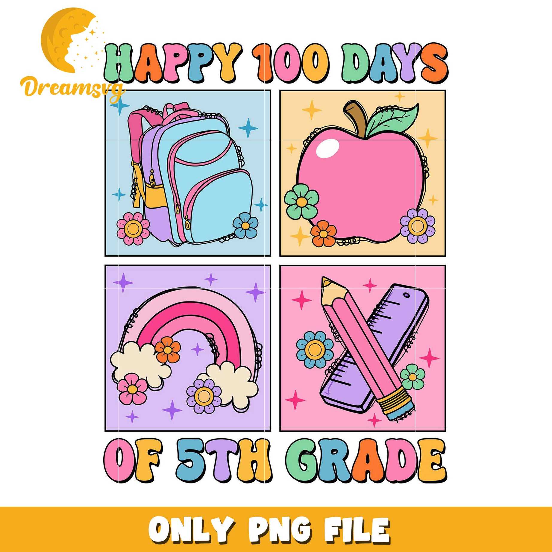 Happy 100 Days of 5th Grade PNG