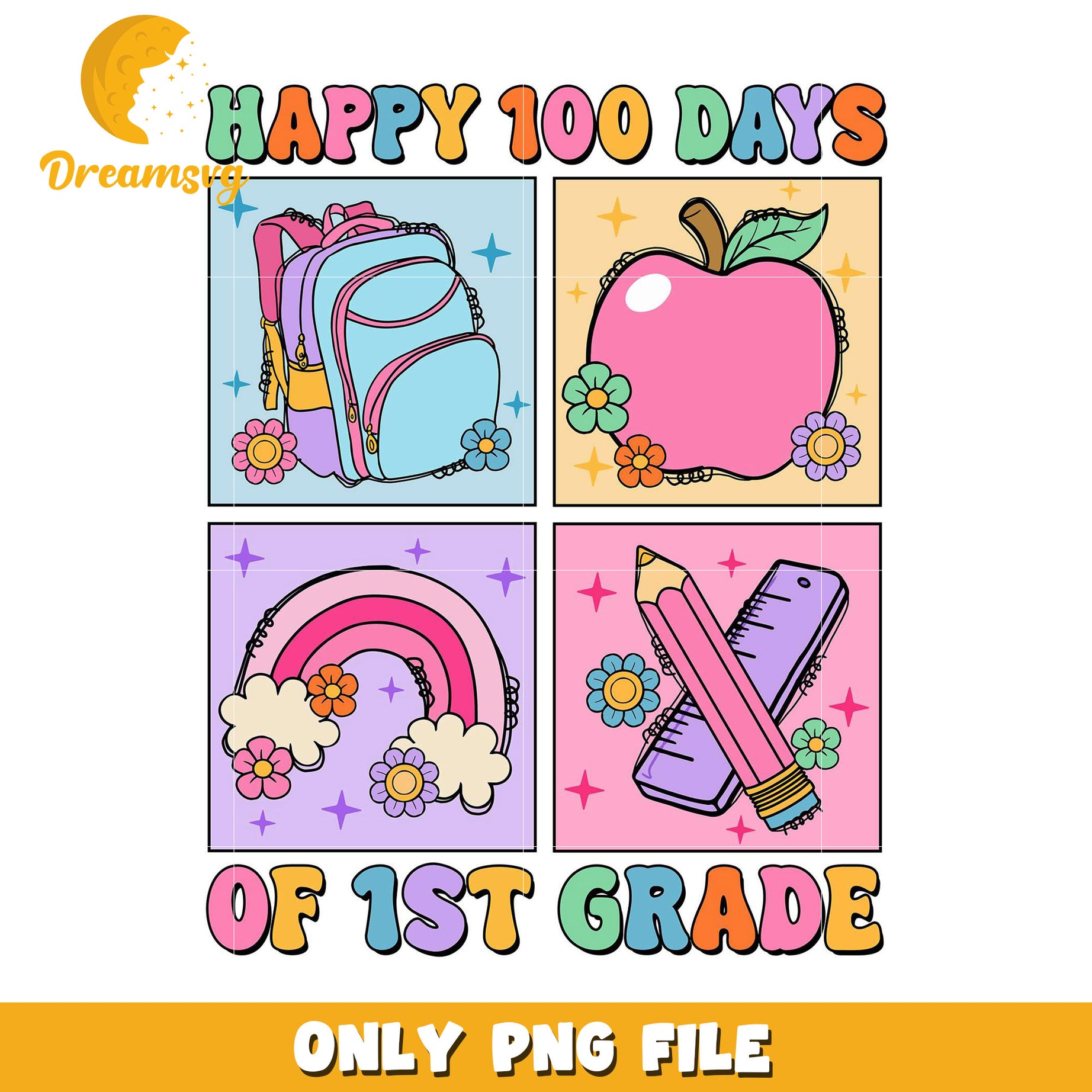 Happy 100 Days of First Grade PNG Art Download