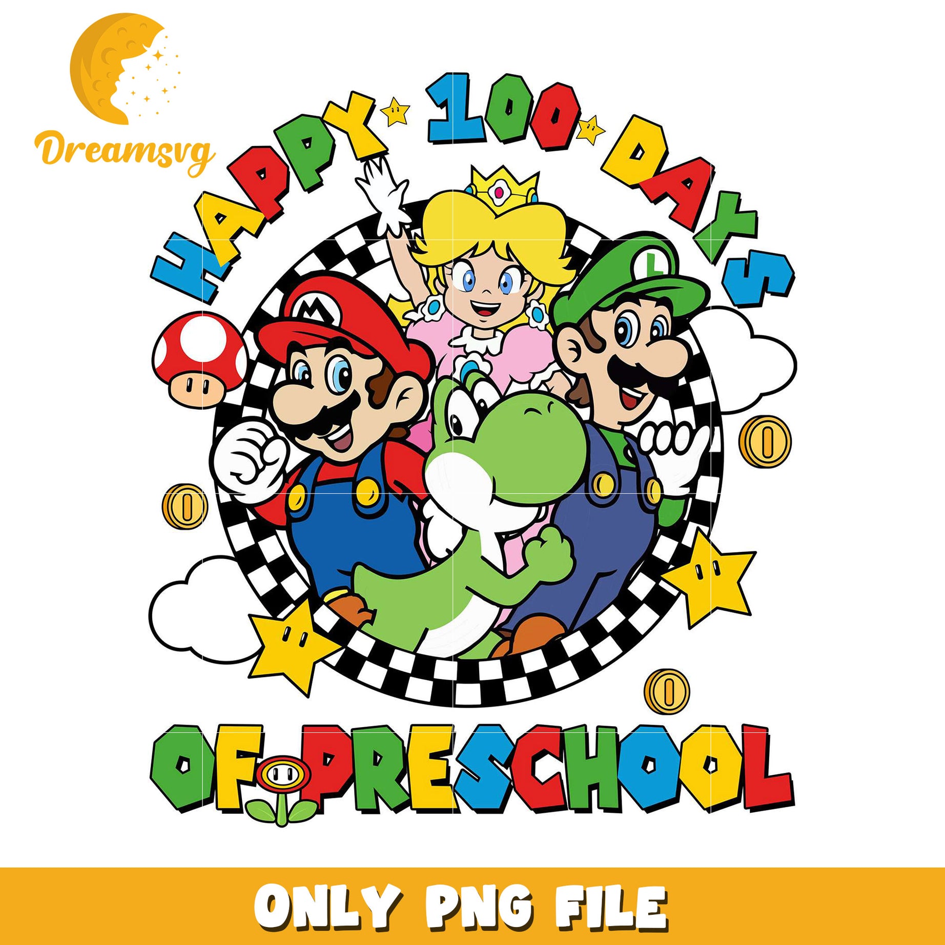 Happy 100 Days of Preschool PNG Graphic for Kids