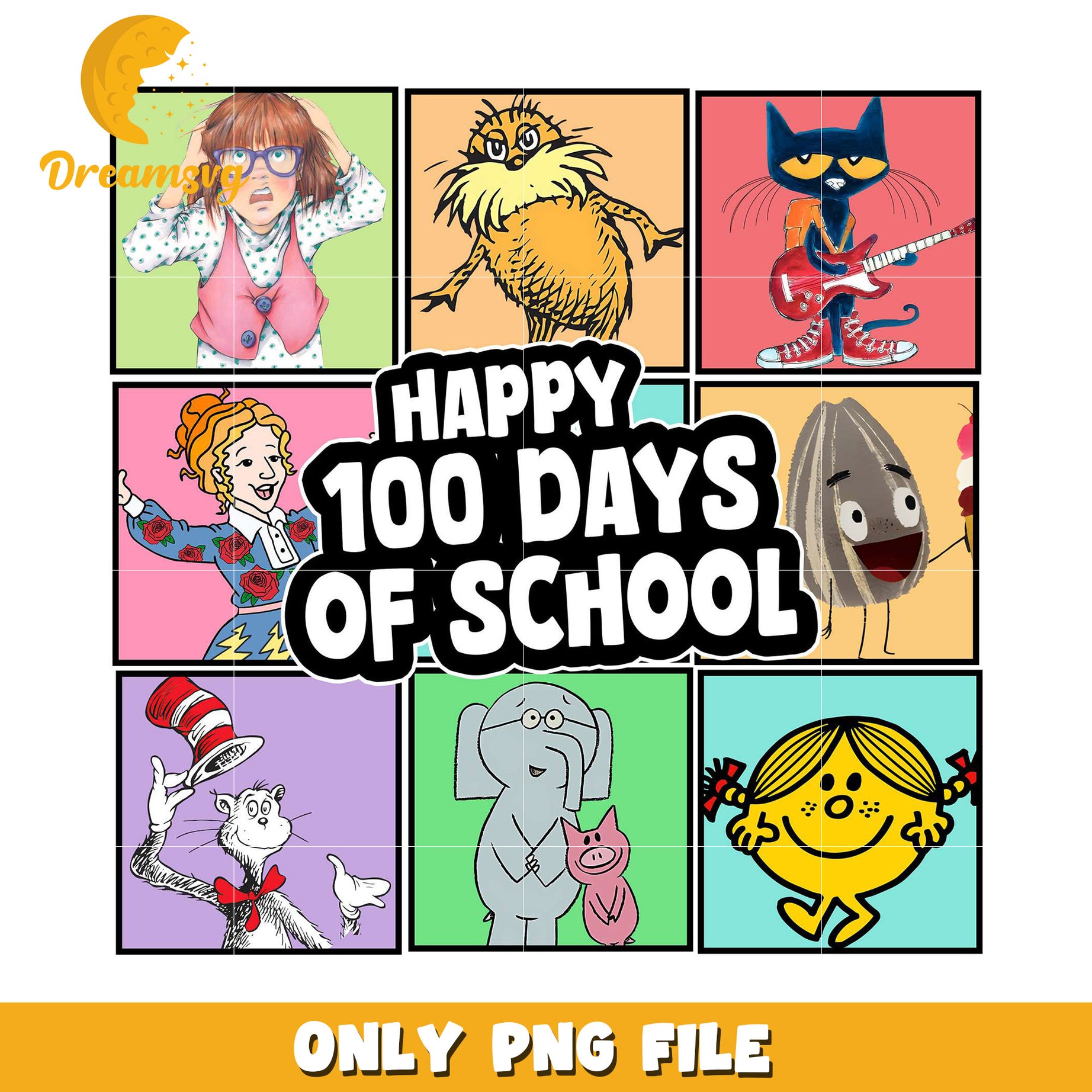 Happy 100 Days of School Celebration PNG File Design