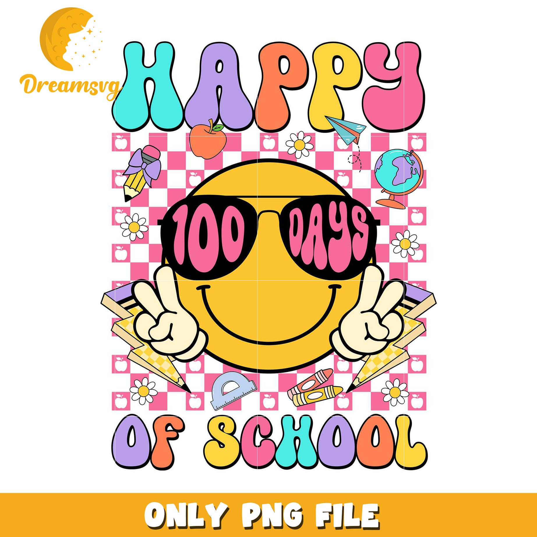 Happy 100 Days of School Cheerful PNG Design File