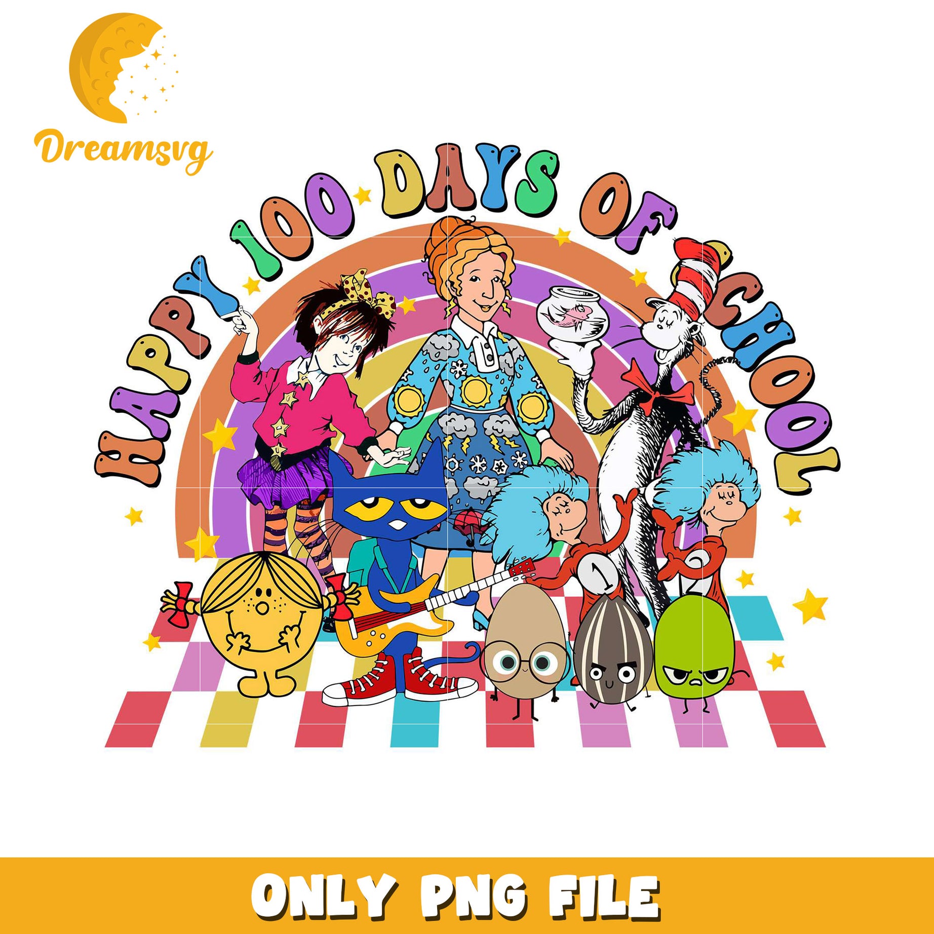 Happy 100 Days of School Colorful PNG Design Download