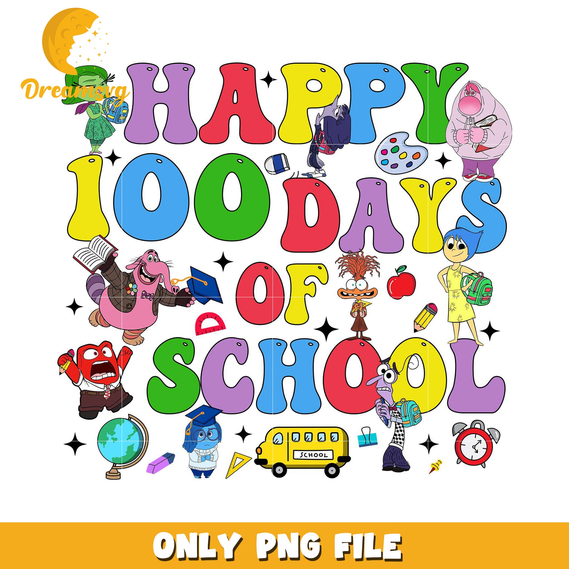 Happy 100 Days of School Colorful PNG Design File