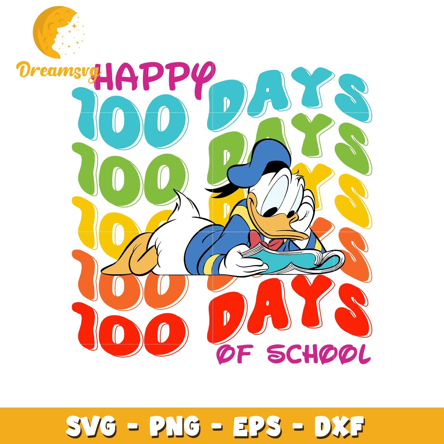 Happy 100 Days of School Donald Duck SVG Design File