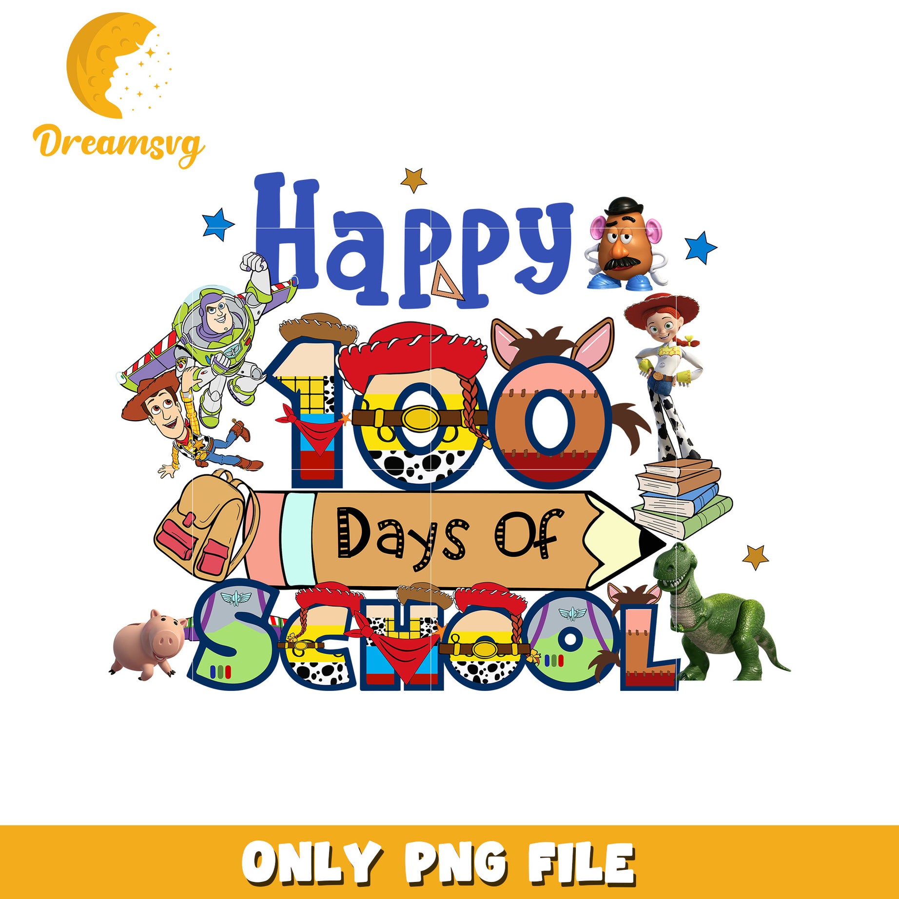 Happy 100 Days of School Fun PNG Design for Kids