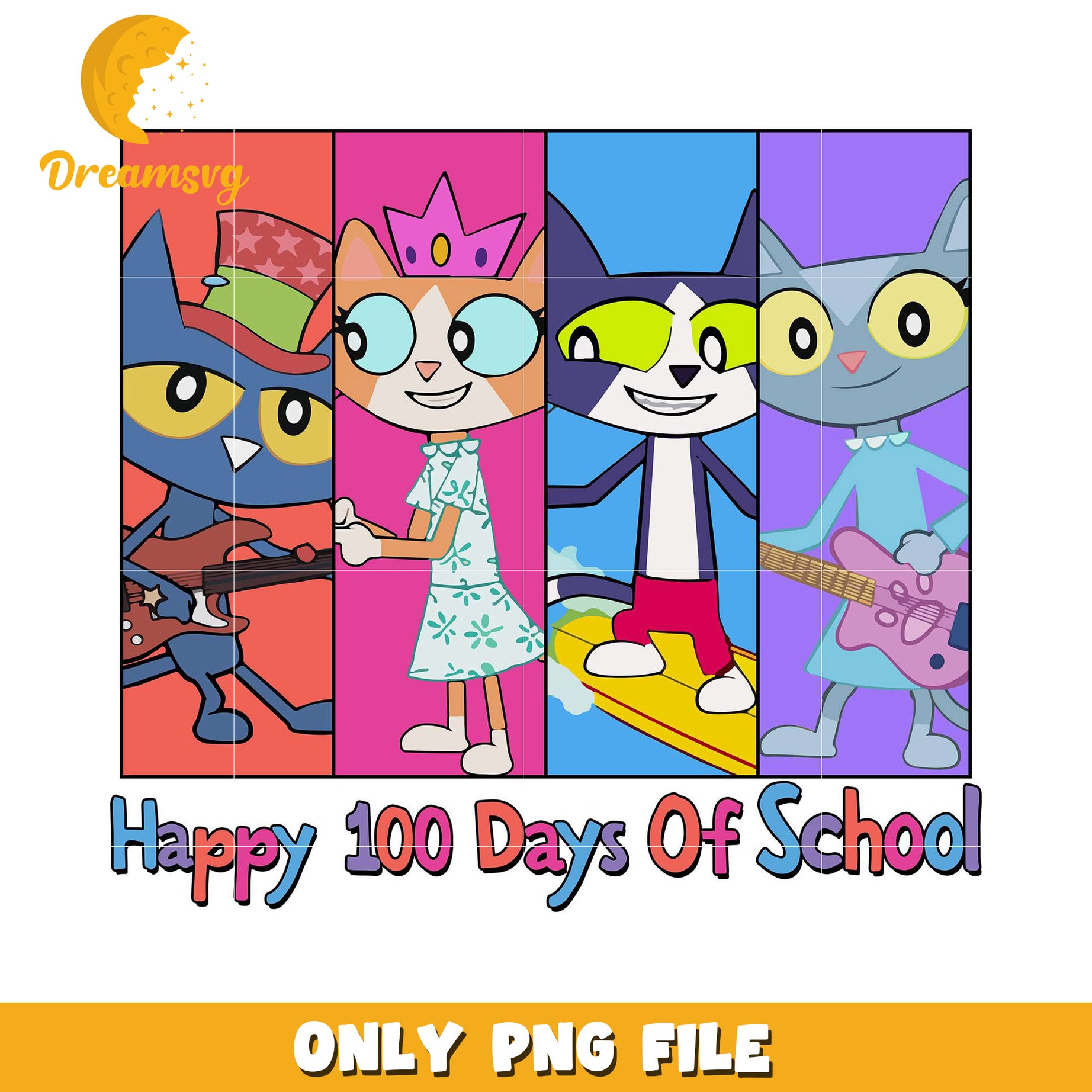 Happy 100 Days of School Fun PNG Graphic Design