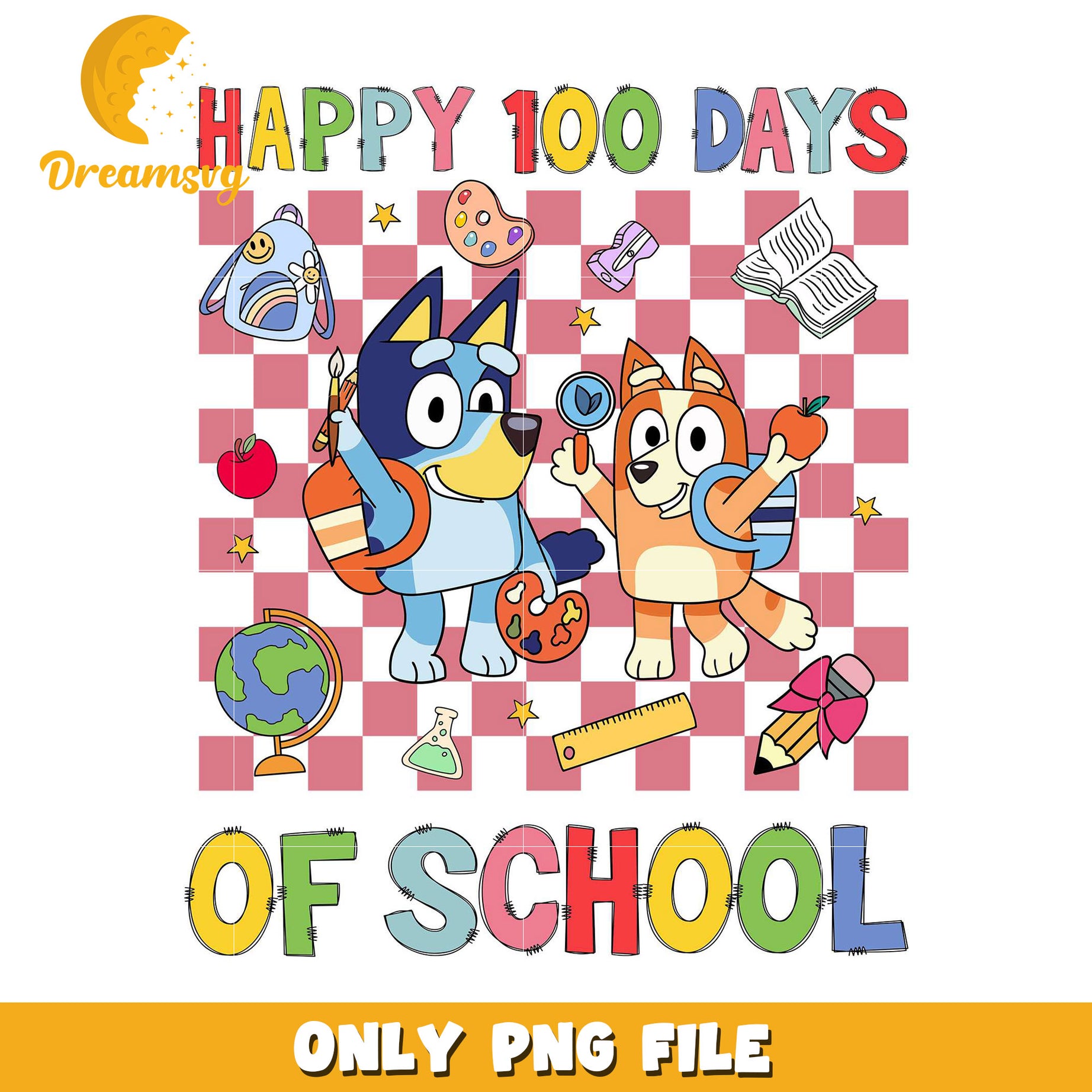 Happy 100 Days of School Fun PNG Graphic for Kids