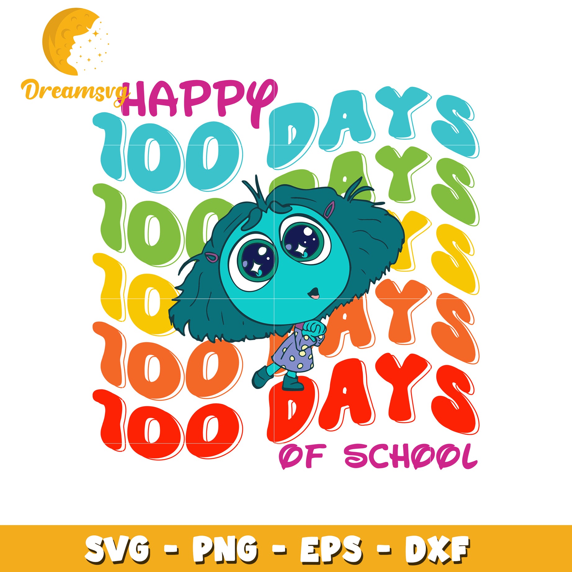 Happy 100 Days of School Fun SVG Design for Kids Crafts