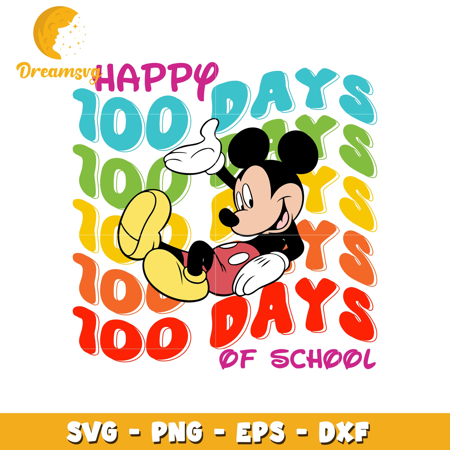 Happy 100 Days of School Mickey Mouse SVG Cut File