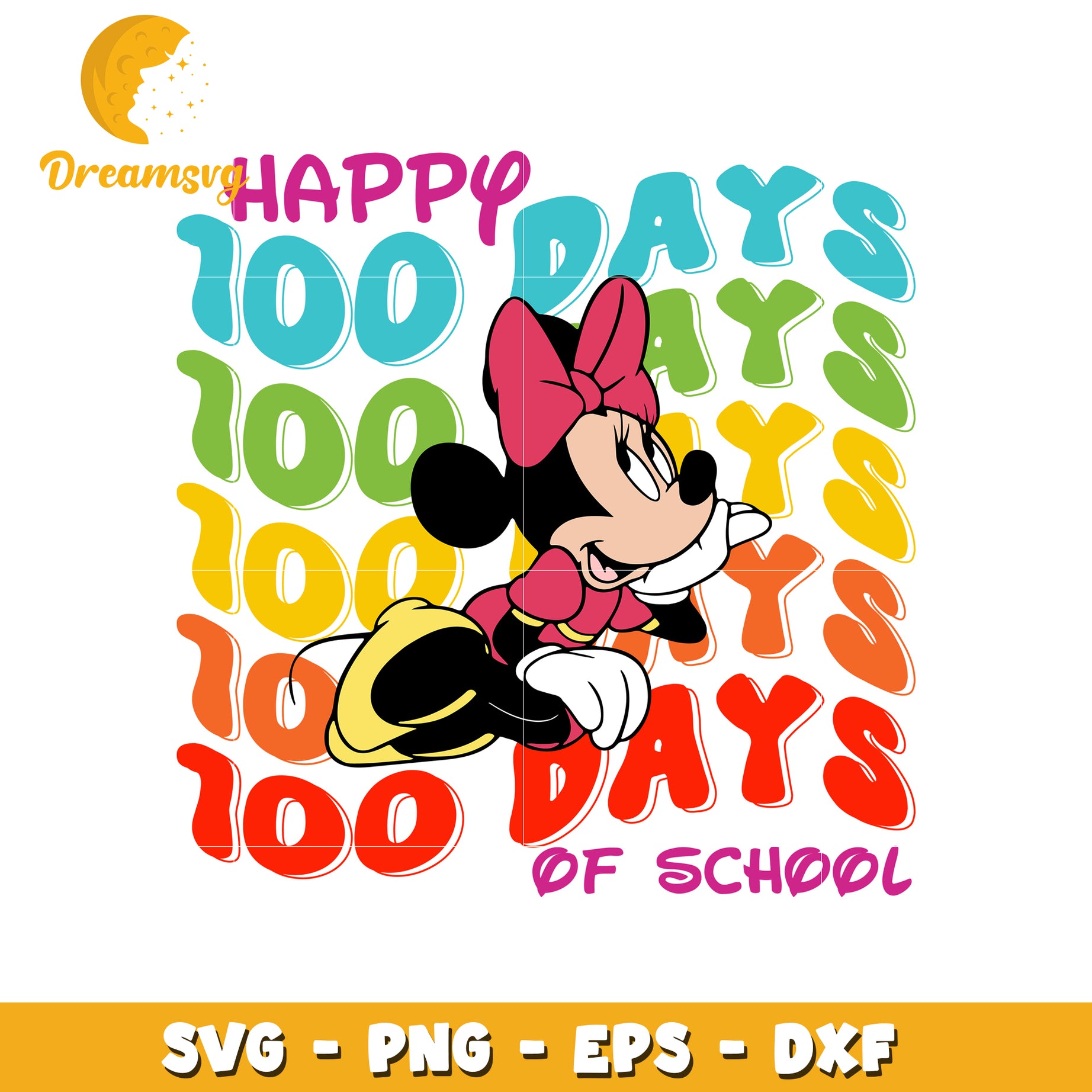 Happy 100 Days of School Minnie Mouse SVG for Crafts