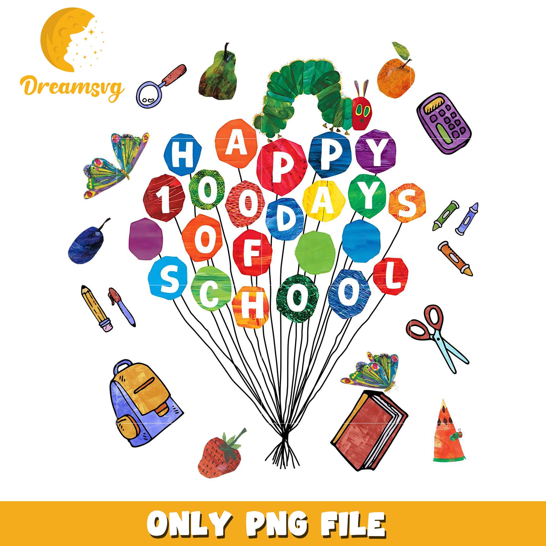 Happy 100 Days of School PNG Balloon Design File