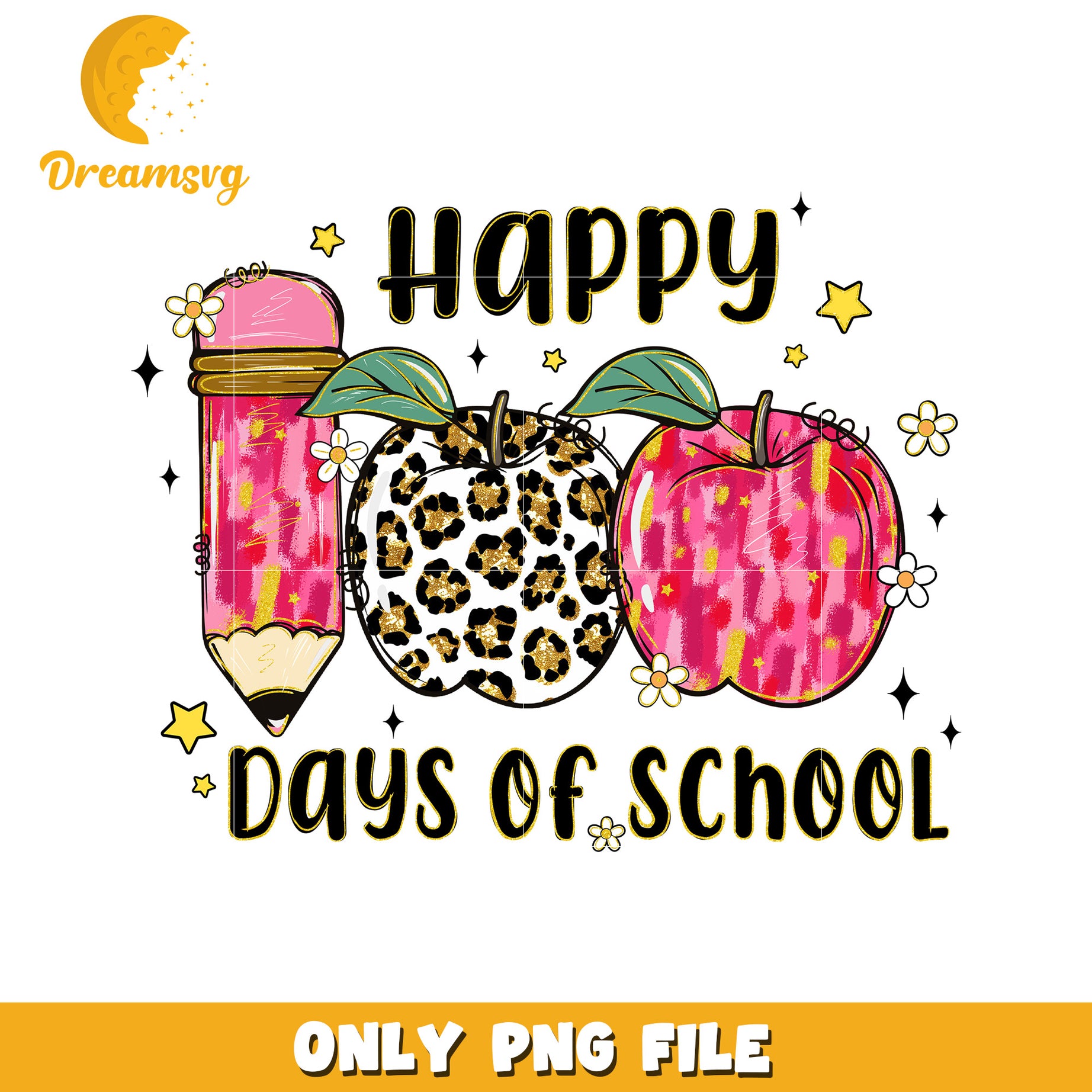 Happy 100 Days of School PNG Design for Teachers Kids