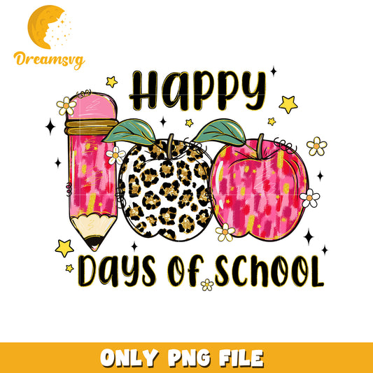 Happy 100 Days of School PNG Design for Teachers Kids