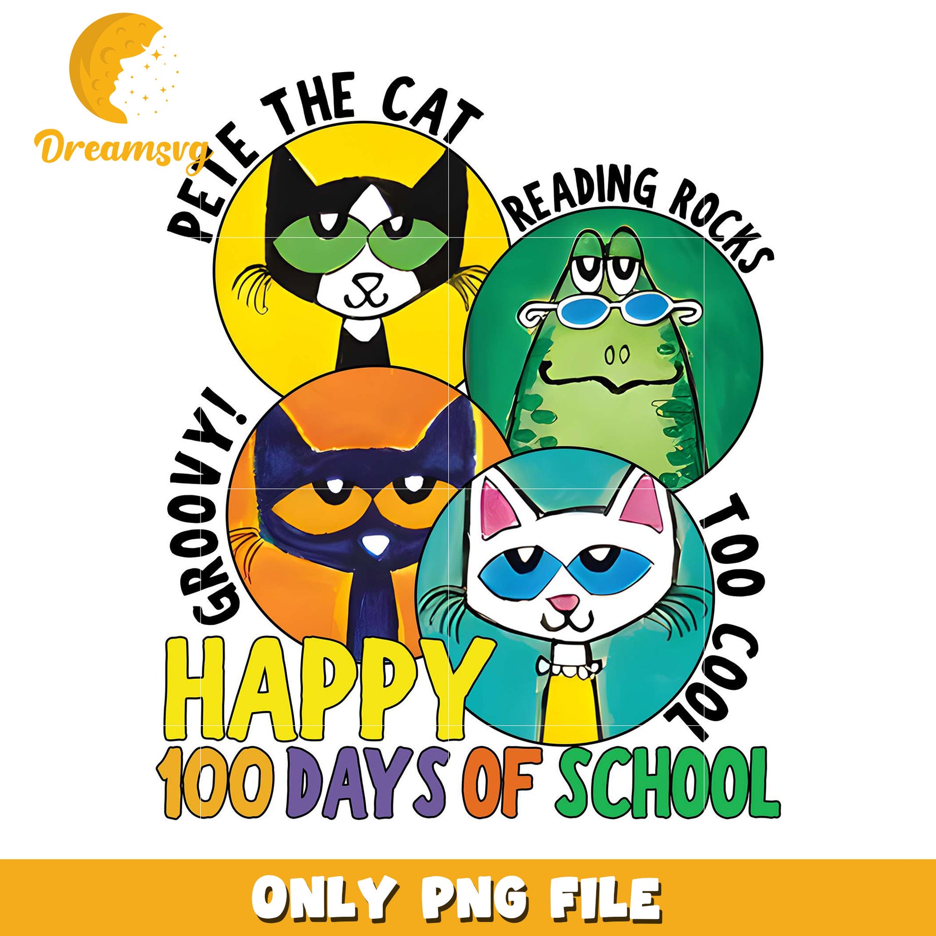 Happy 100 Days of School Pete the Cat PNG Design