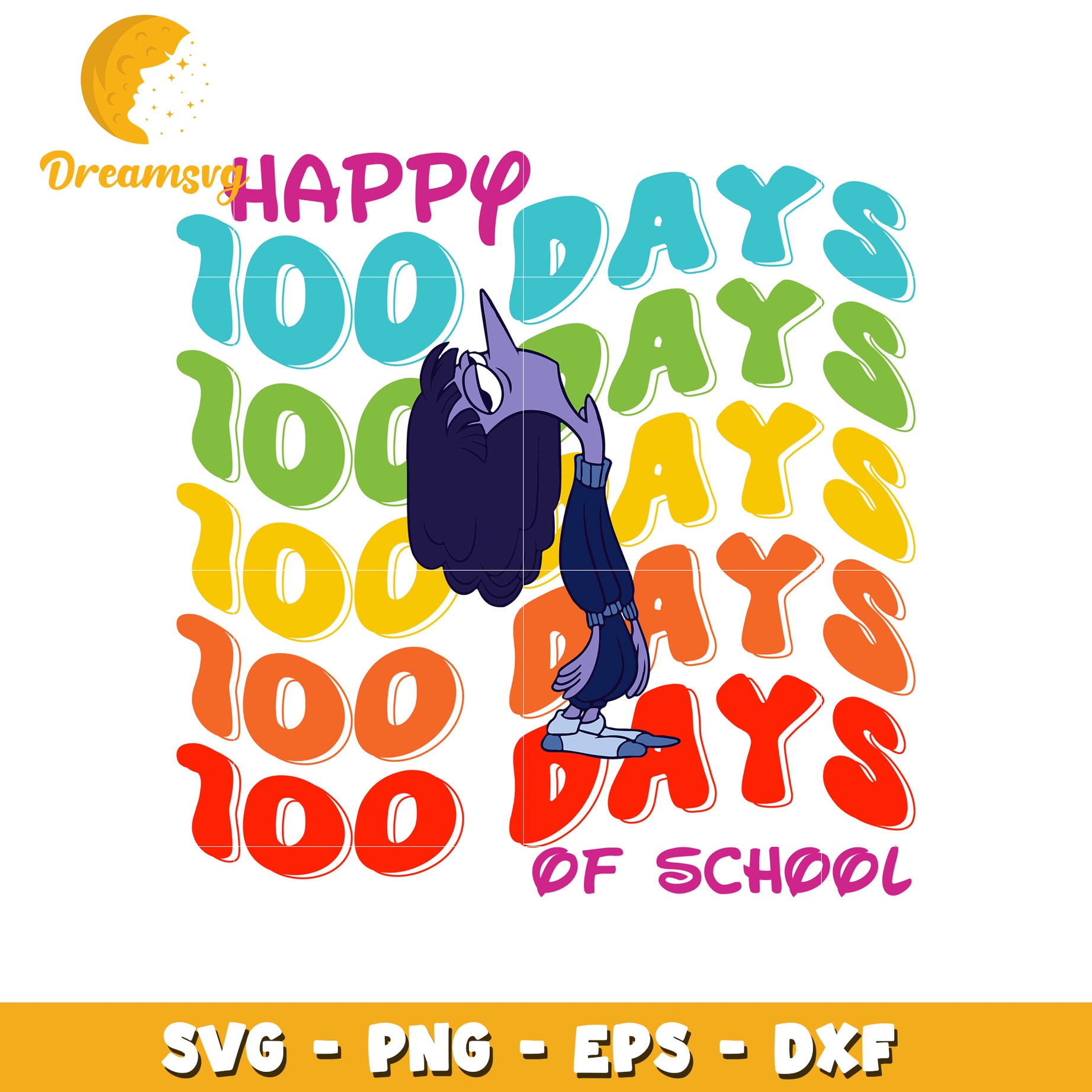 Happy 100 Days of School SVG Design for Kids Crafting