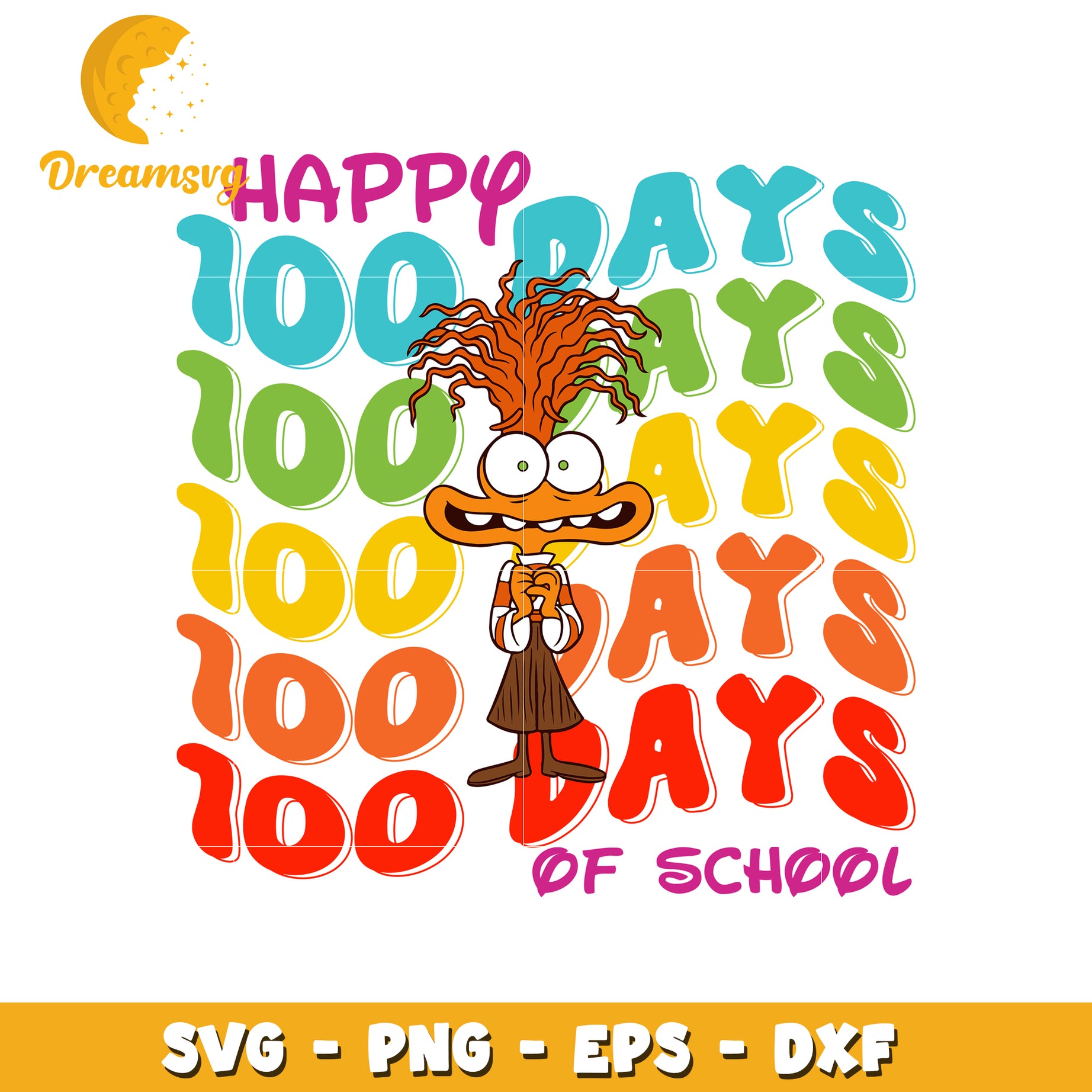 Happy 100 Days of School SVG Design for Kids Crafts