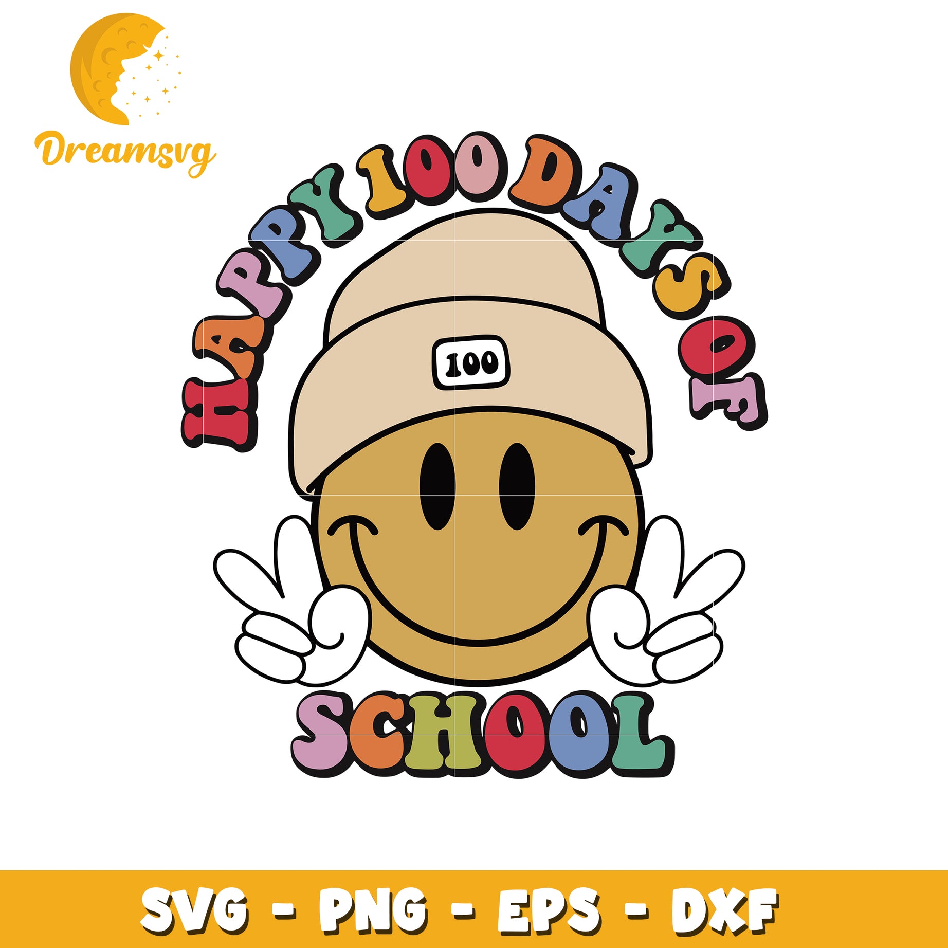 Happy 100 days of school svg, smile emoji svg, school days svg