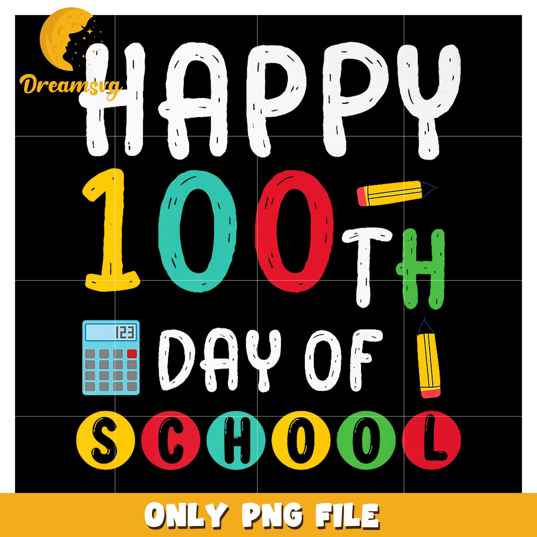 Happy 100th Day School PNG