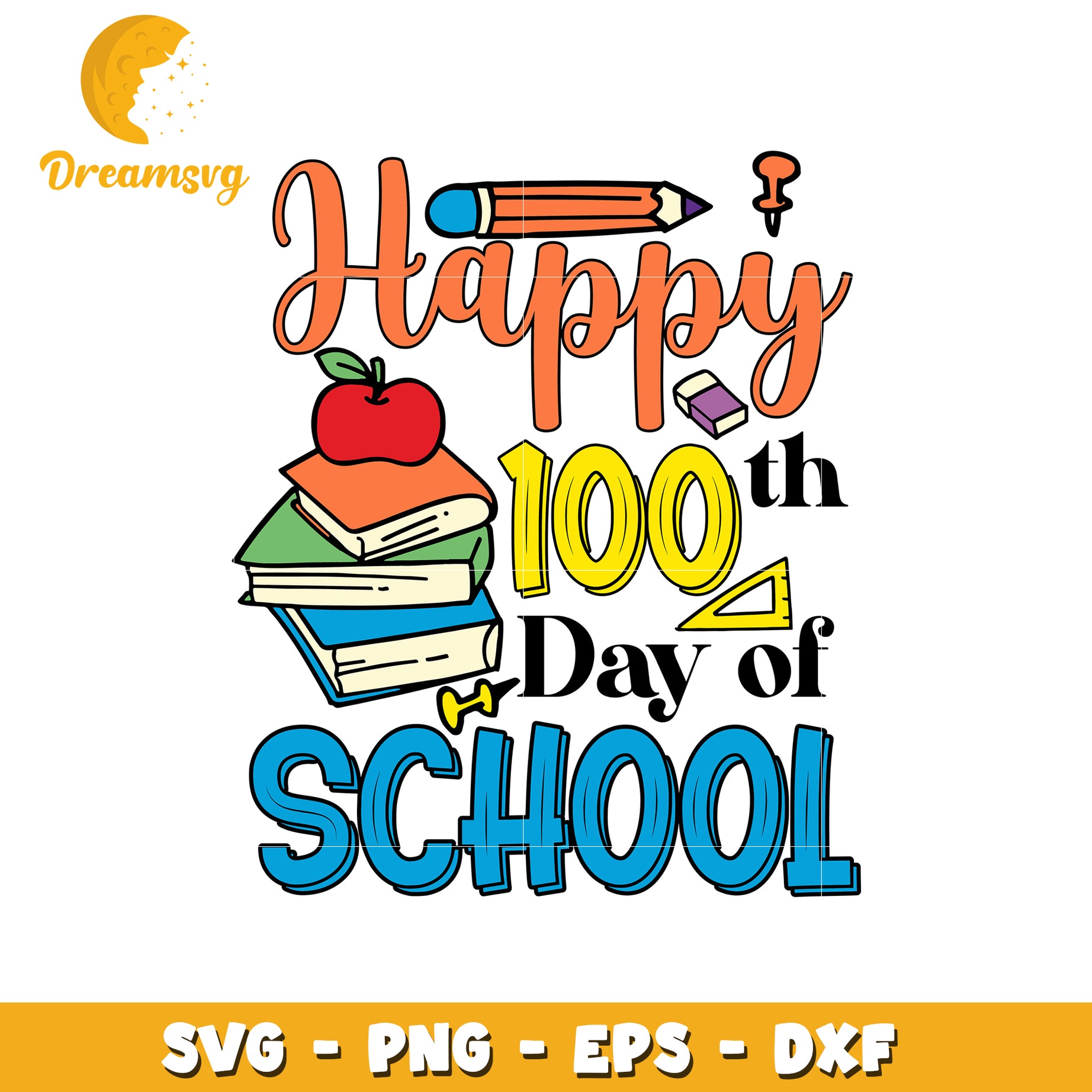 Happy 100th Day School SVG PNG