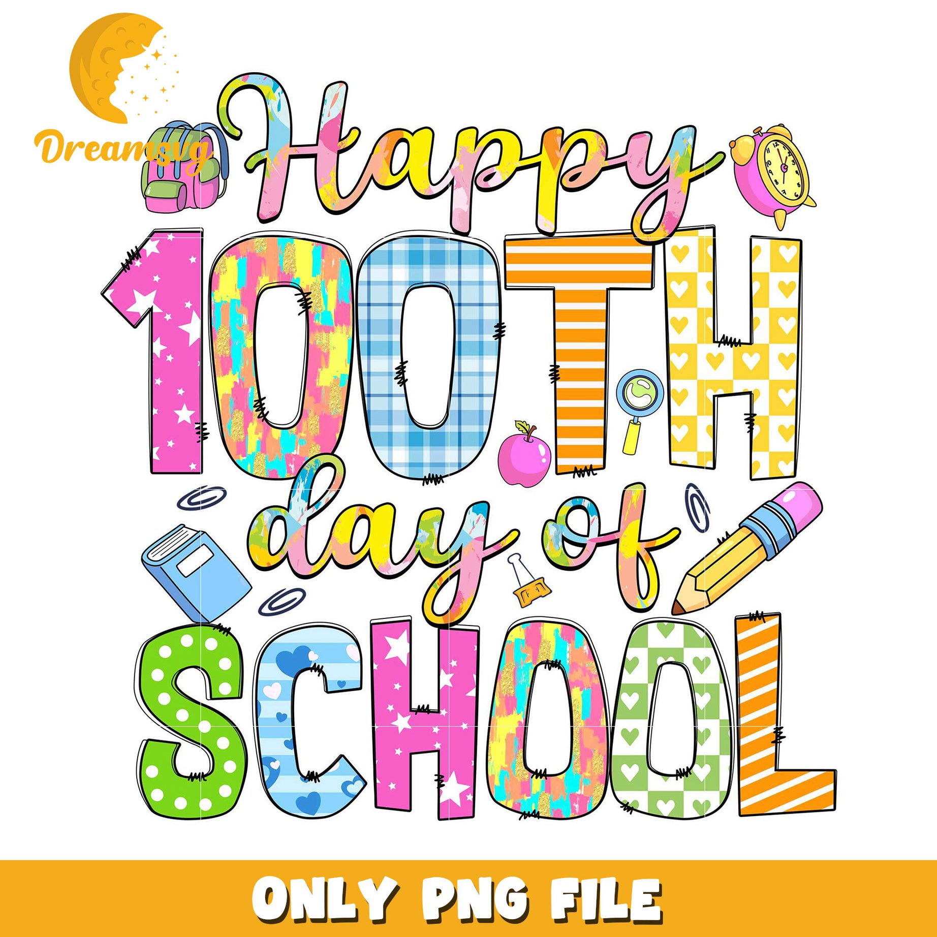 Happy 100th Day of School Celebration PNG Design