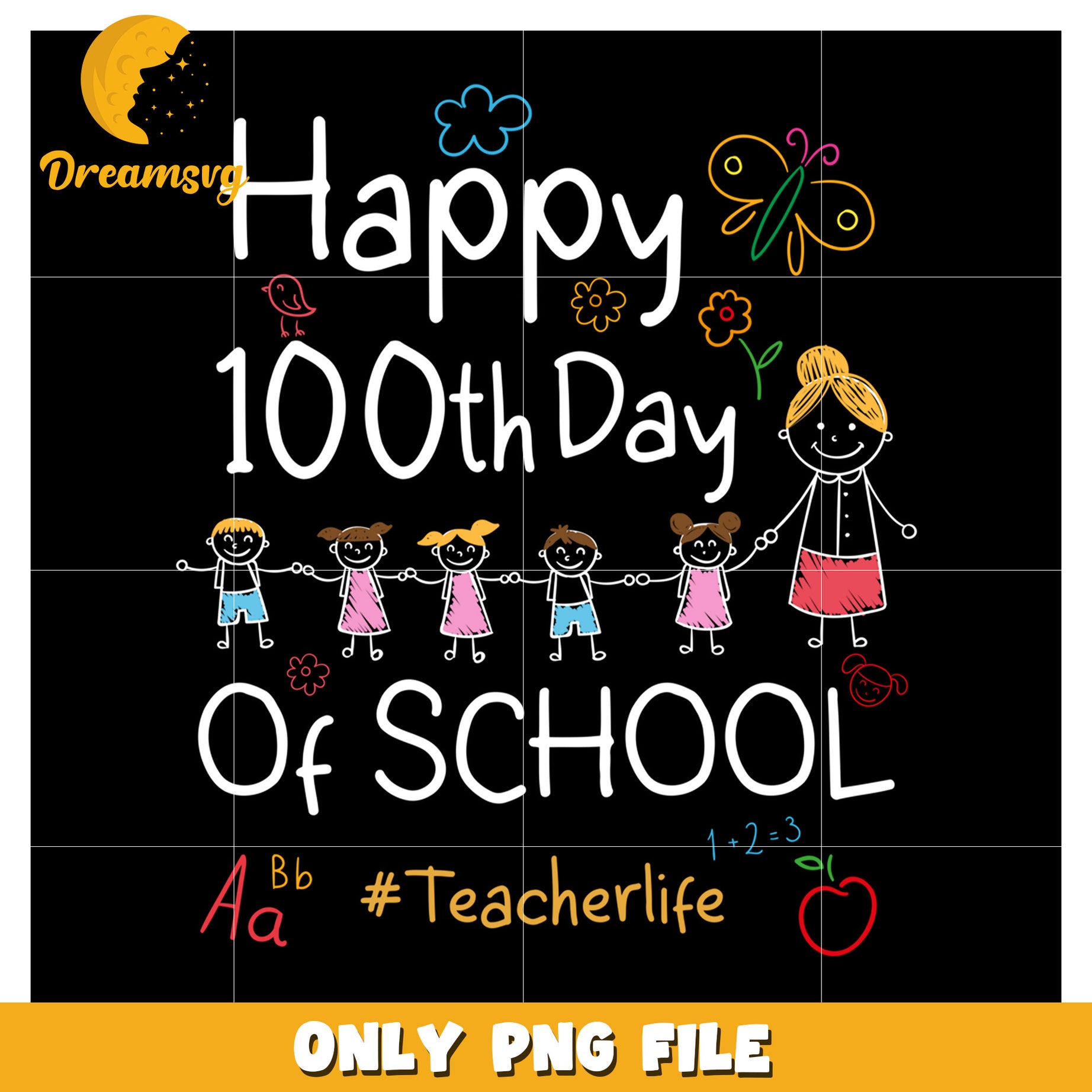 Happy 100th Day of School PNG File for Teachers and Kids