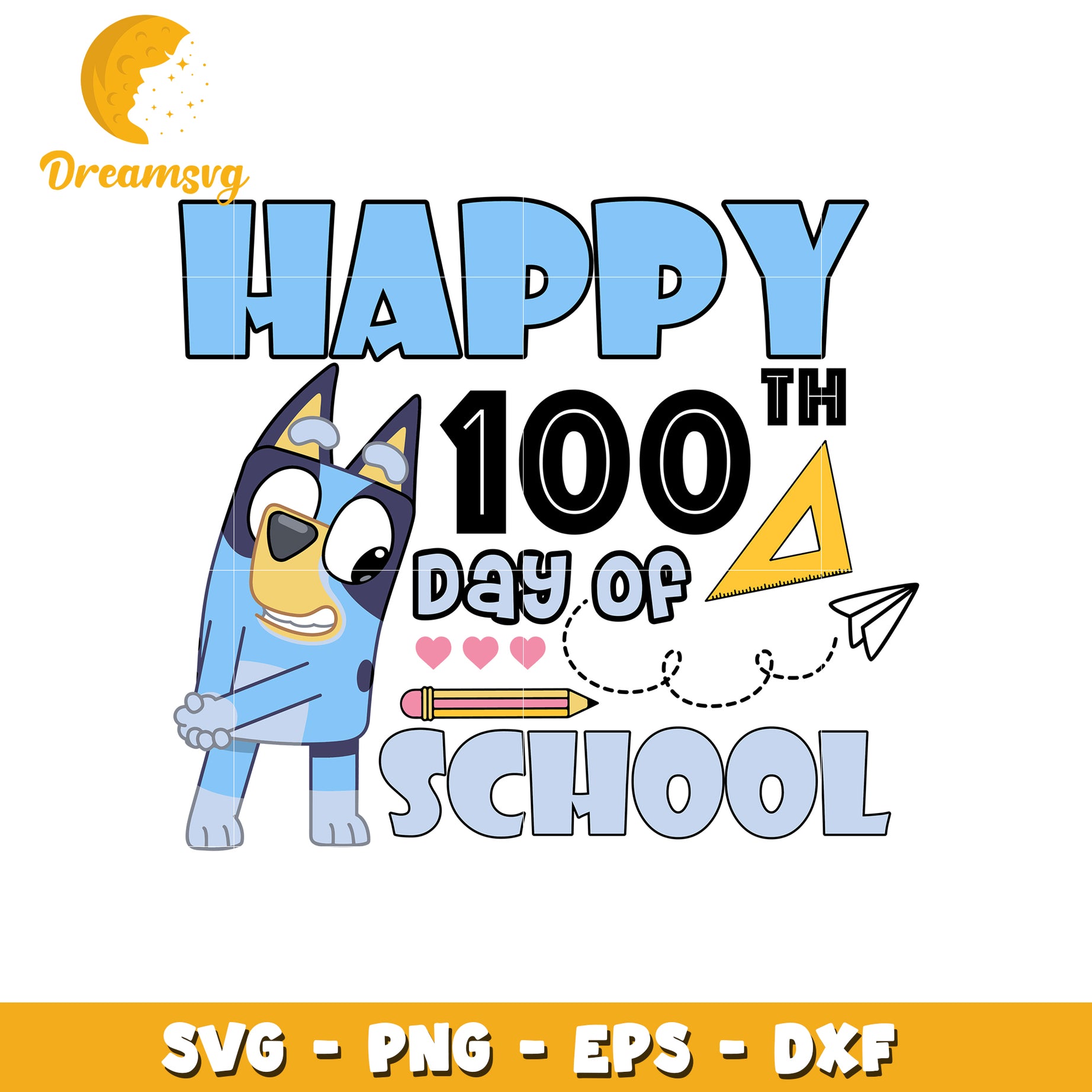 Happy 100th Day of School SVG Cute Design for Kids Craft