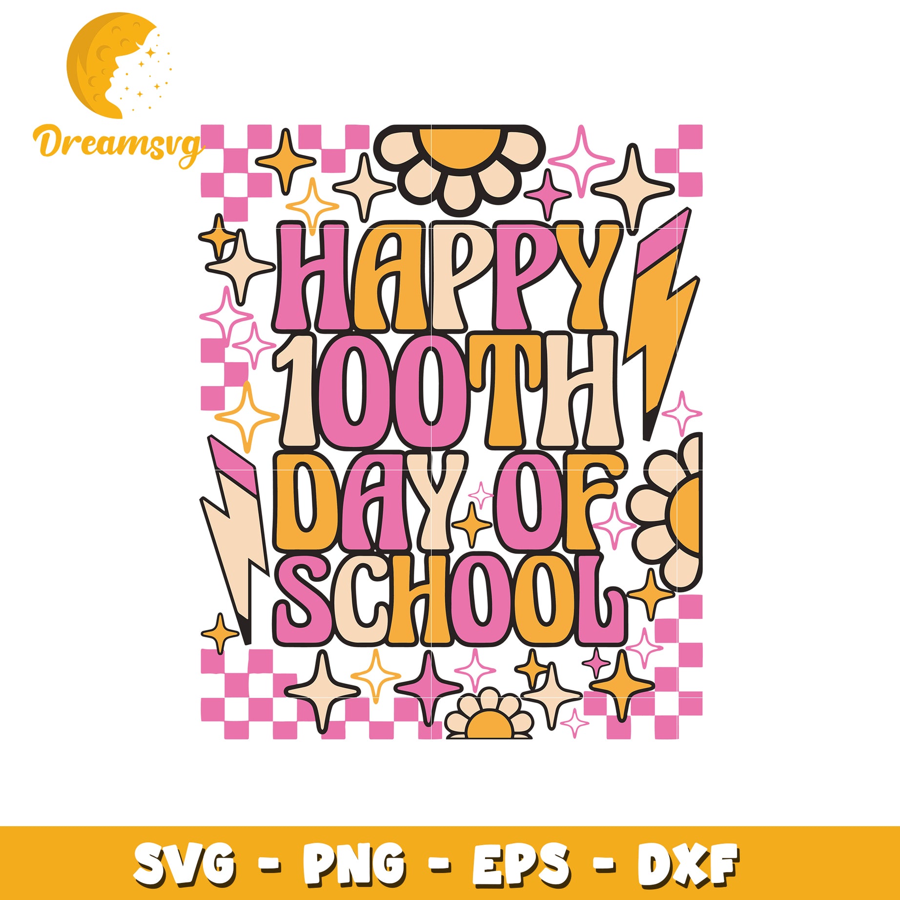 Happy 100th Day of School SVG Design for Kids Crafts